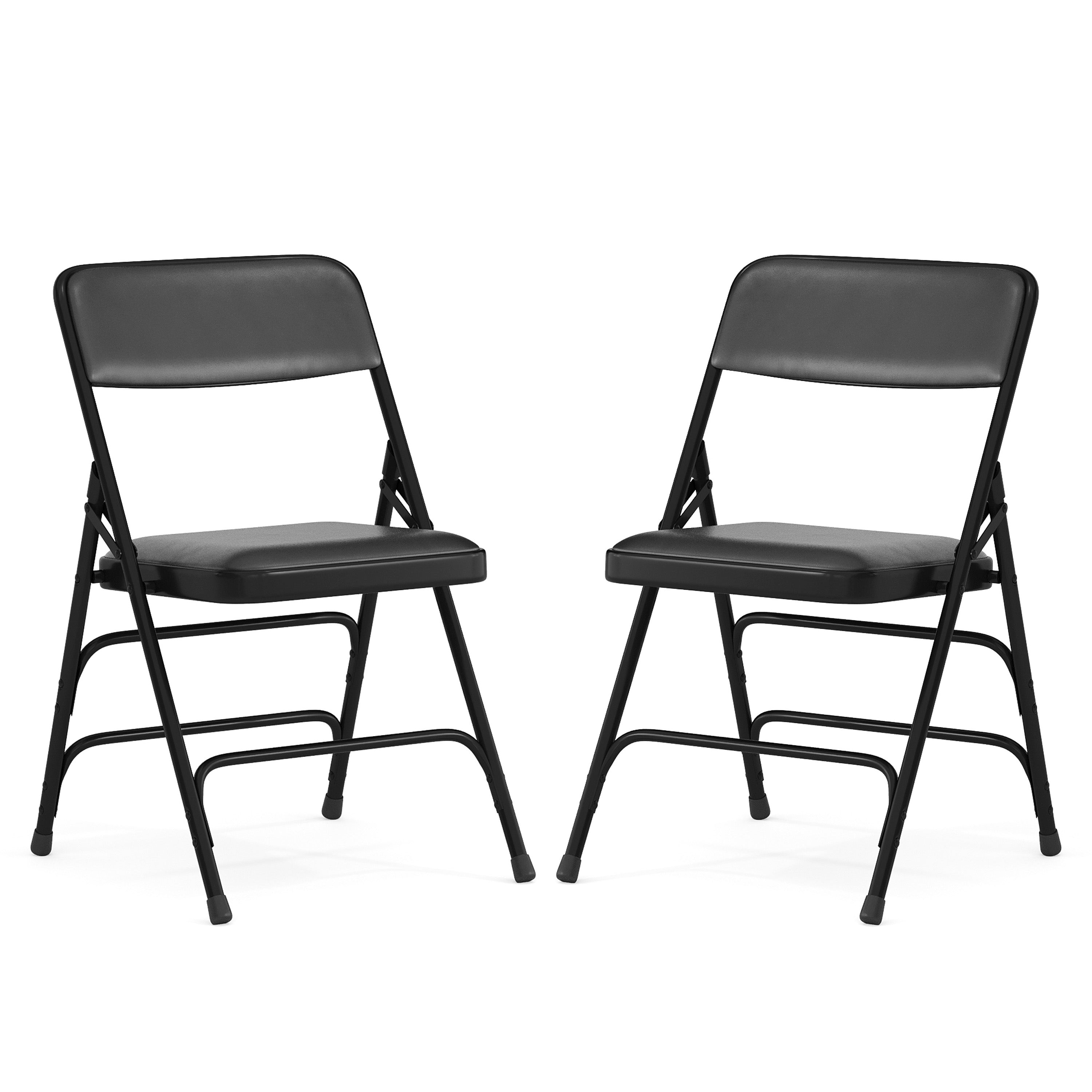 HERCULES Series Metal Folding Chairs with Padded Seats | Set of 2 Black Metal Folding Chairs