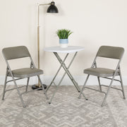 2 Pack HERCULES Series Curved Triple Braced & Double Hinged Gray Vinyl Metal Folding Chair