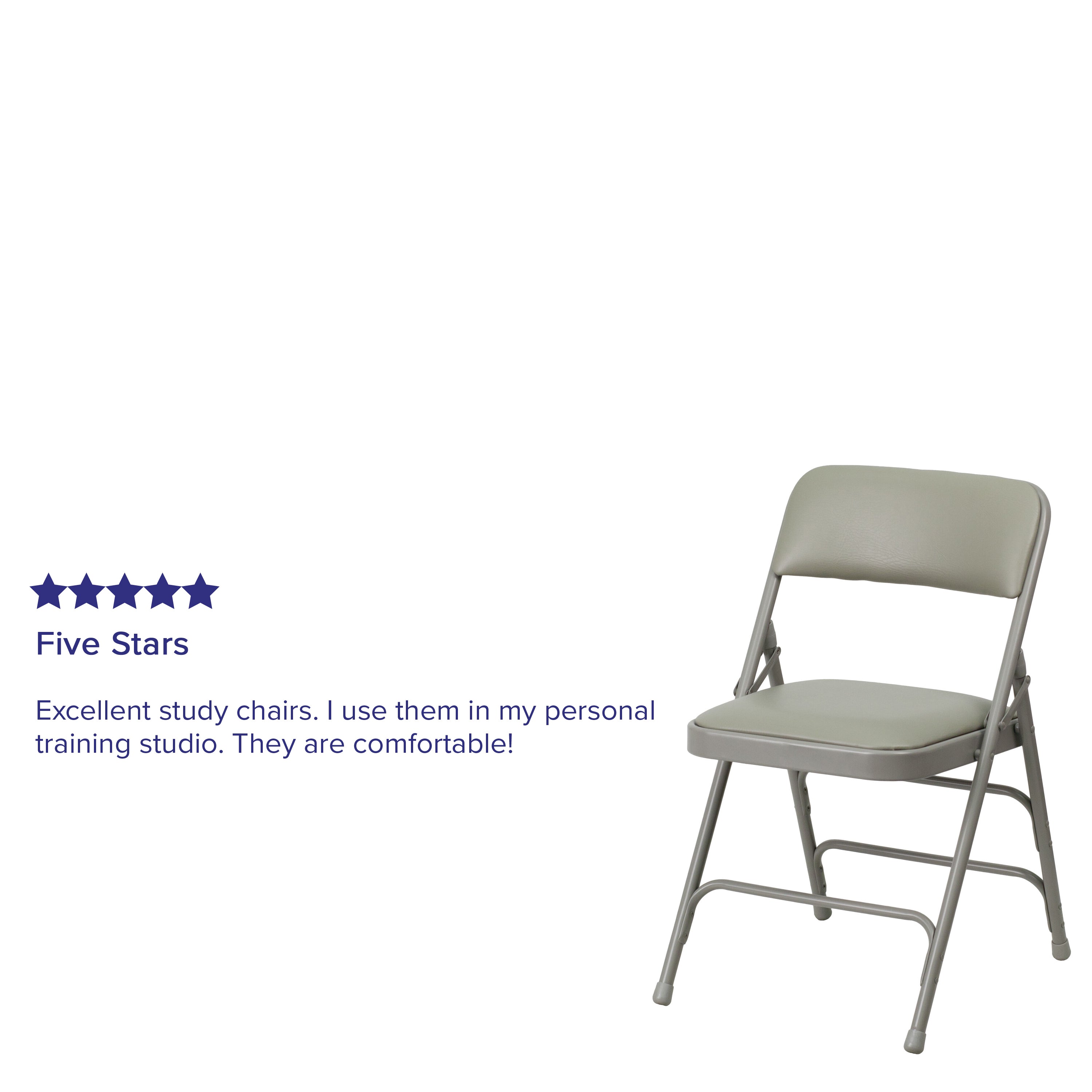 2 Pack HERCULES Series Curved Triple Braced & Double Hinged Gray Vinyl Metal Folding Chair