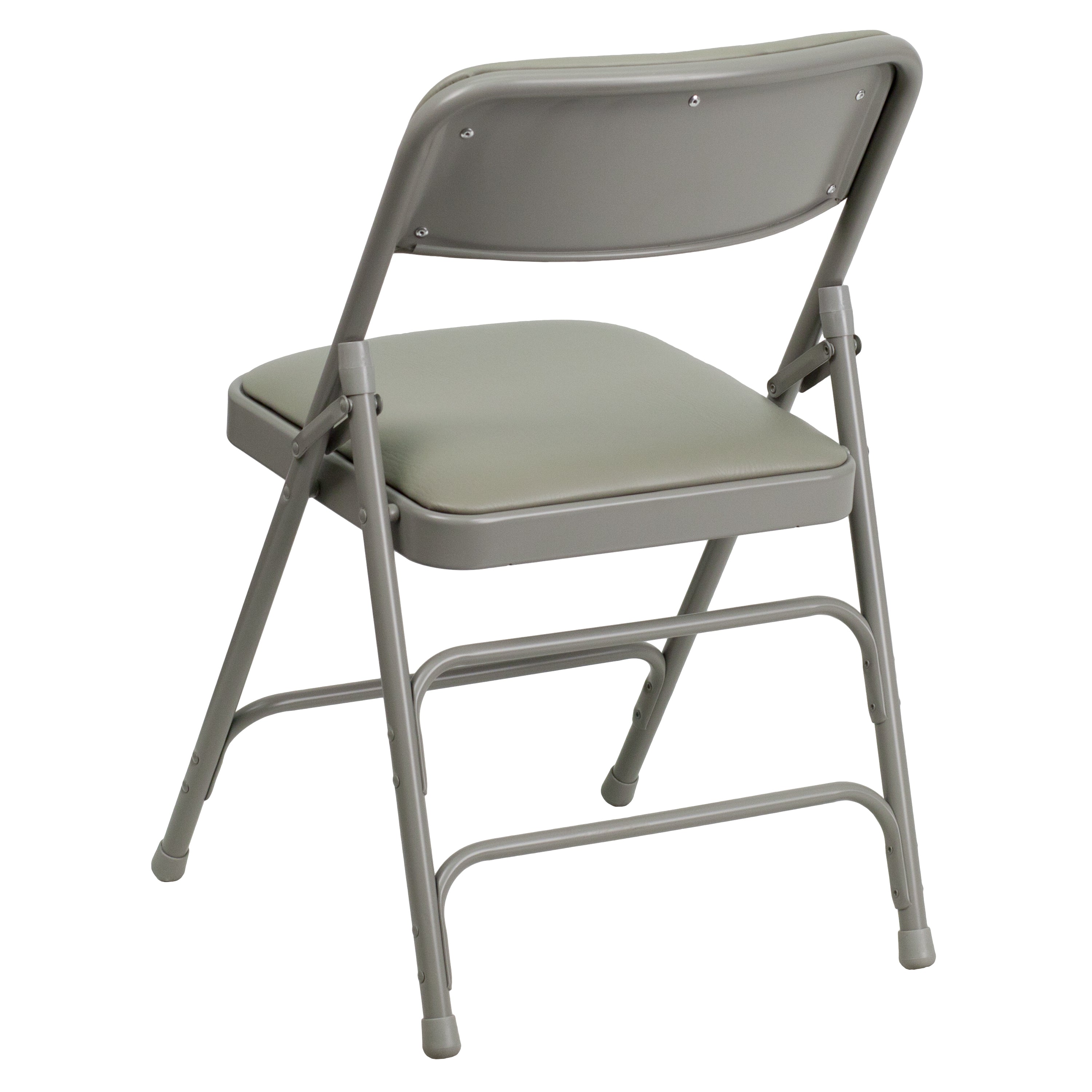2 Pack HERCULES Series Curved Triple Braced & Double Hinged Gray Vinyl Metal Folding Chair