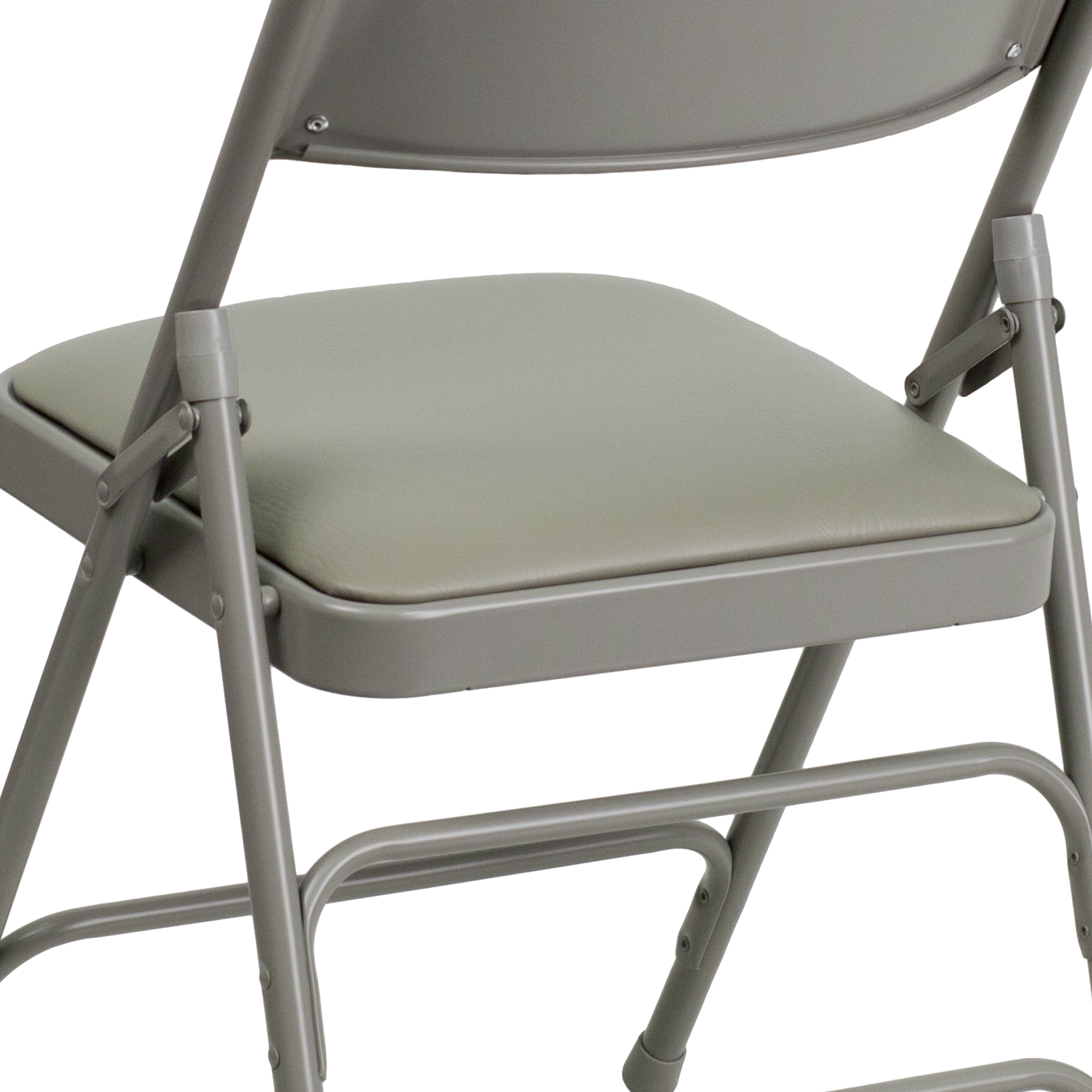 2 Pack HERCULES Series Curved Triple Braced & Double Hinged Gray Vinyl Metal Folding Chair