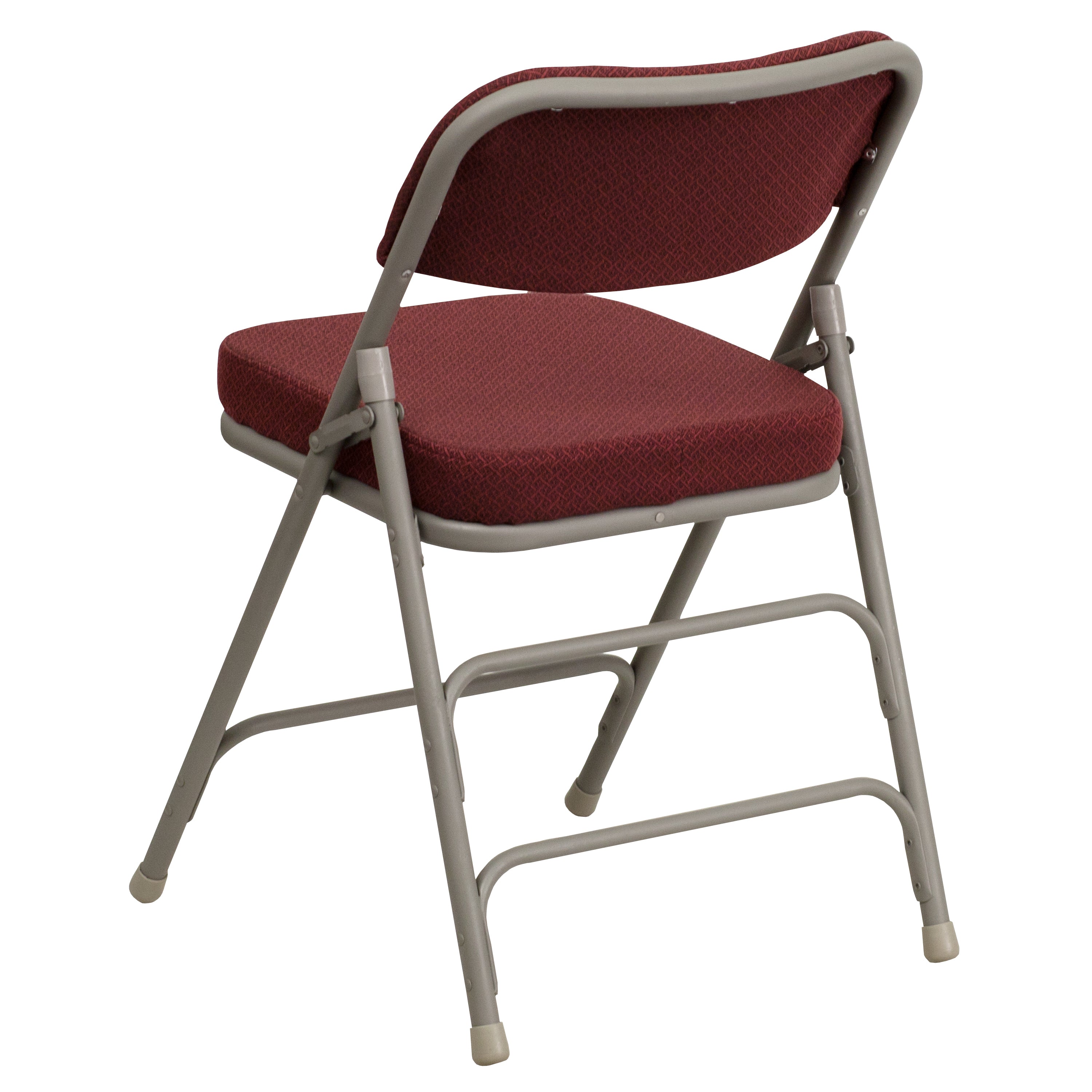 2 Pack HERCULES Series Premium Curved Triple Braced & Double Hinged Burgundy Fabric Metal Folding Chair