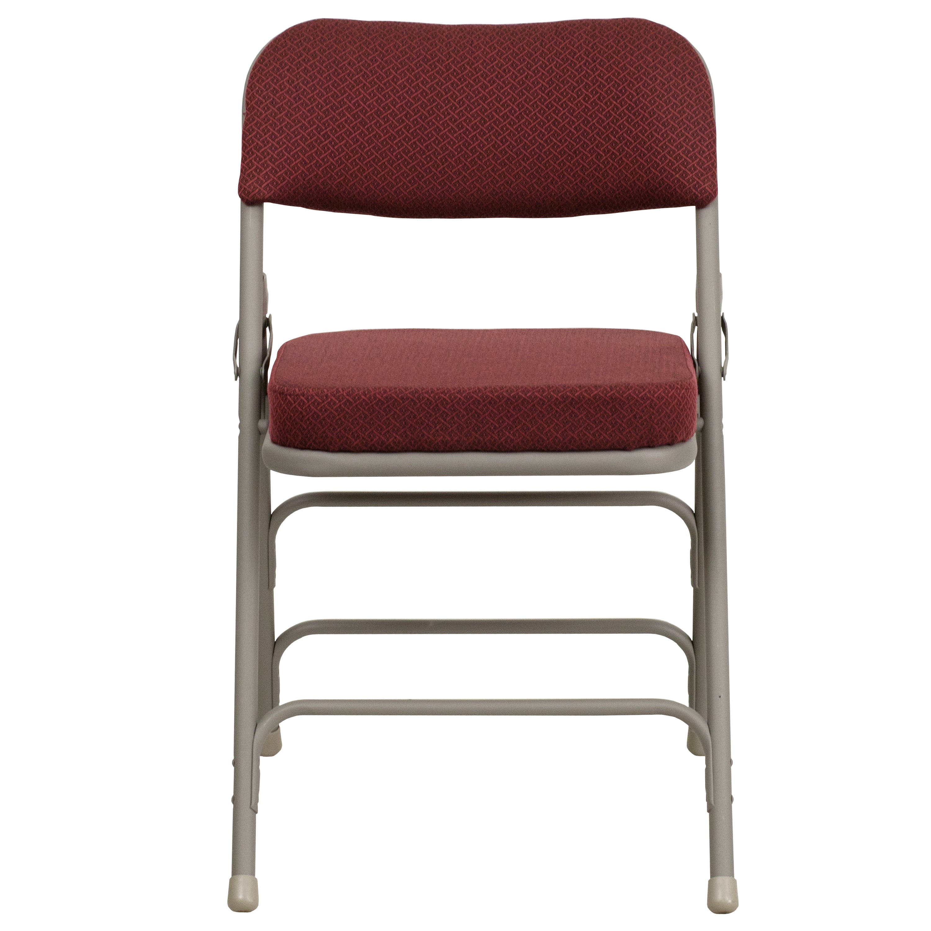 2 Pack HERCULES Series Premium Curved Triple Braced & Double Hinged Burgundy Fabric Metal Folding Chair