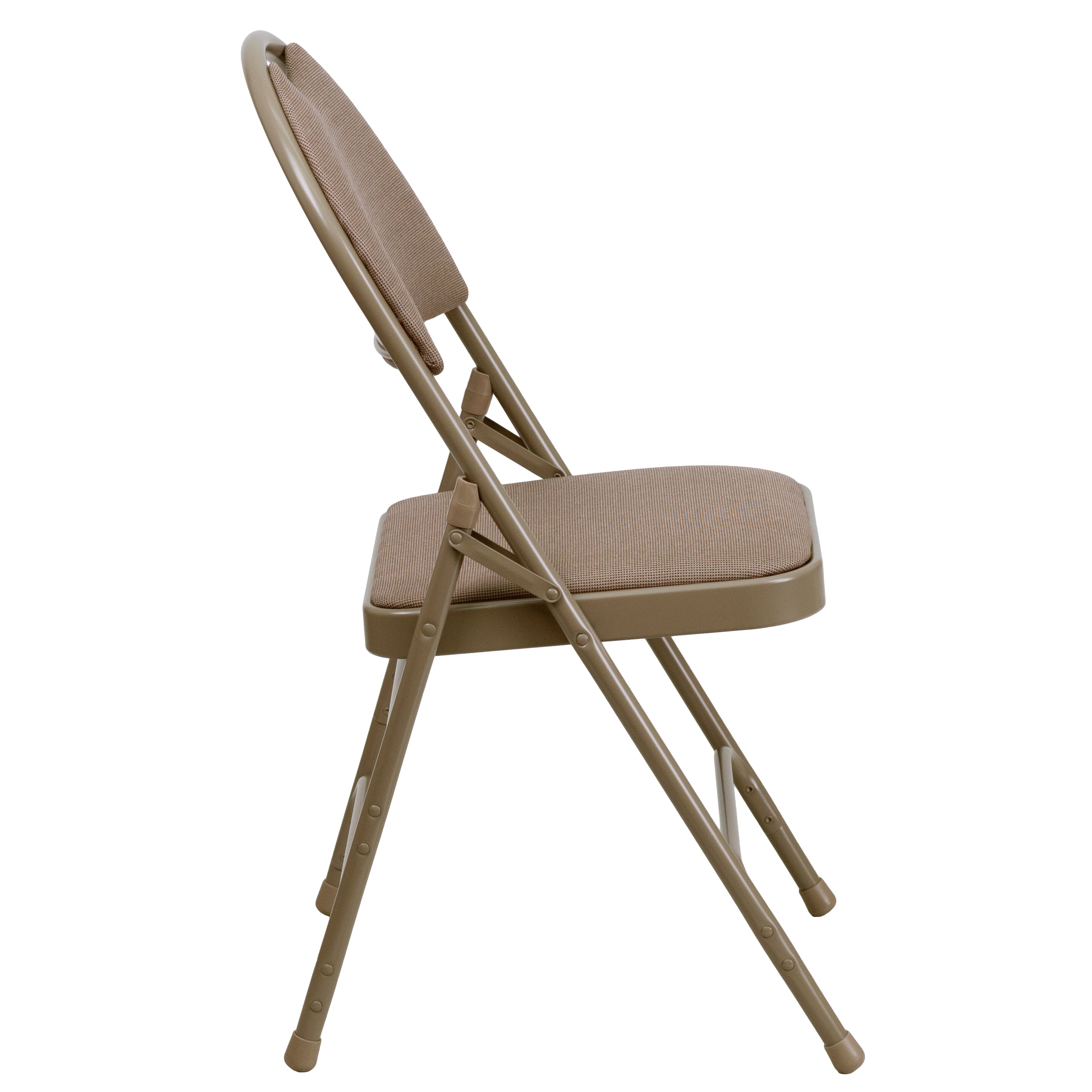 2 Pack HERCULES Series Ultra-Premium Triple Braced Beige Fabric Metal Folding Chair with Easy-Carry Handle