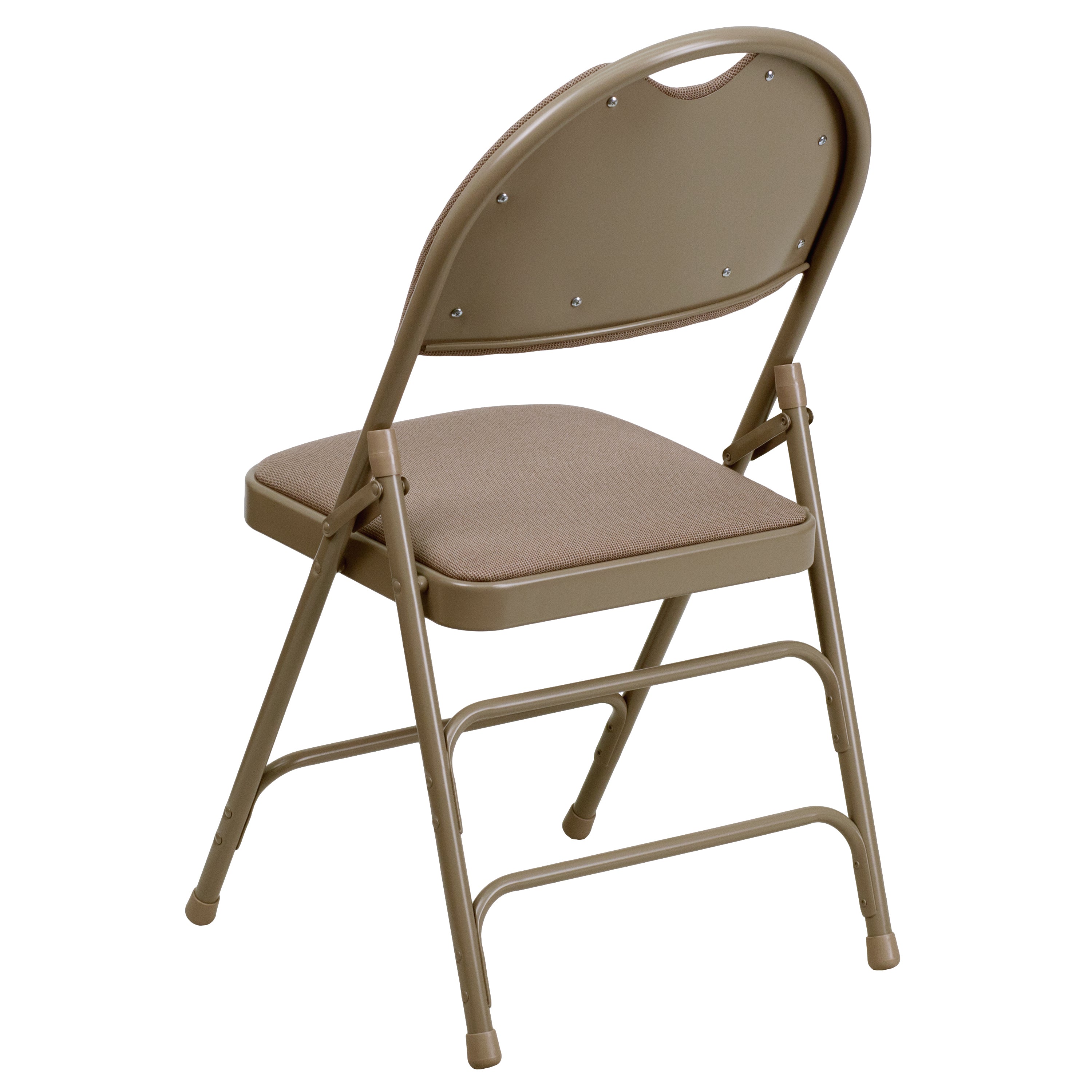 2 Pack HERCULES Series Ultra-Premium Triple Braced Beige Fabric Metal Folding Chair with Easy-Carry Handle