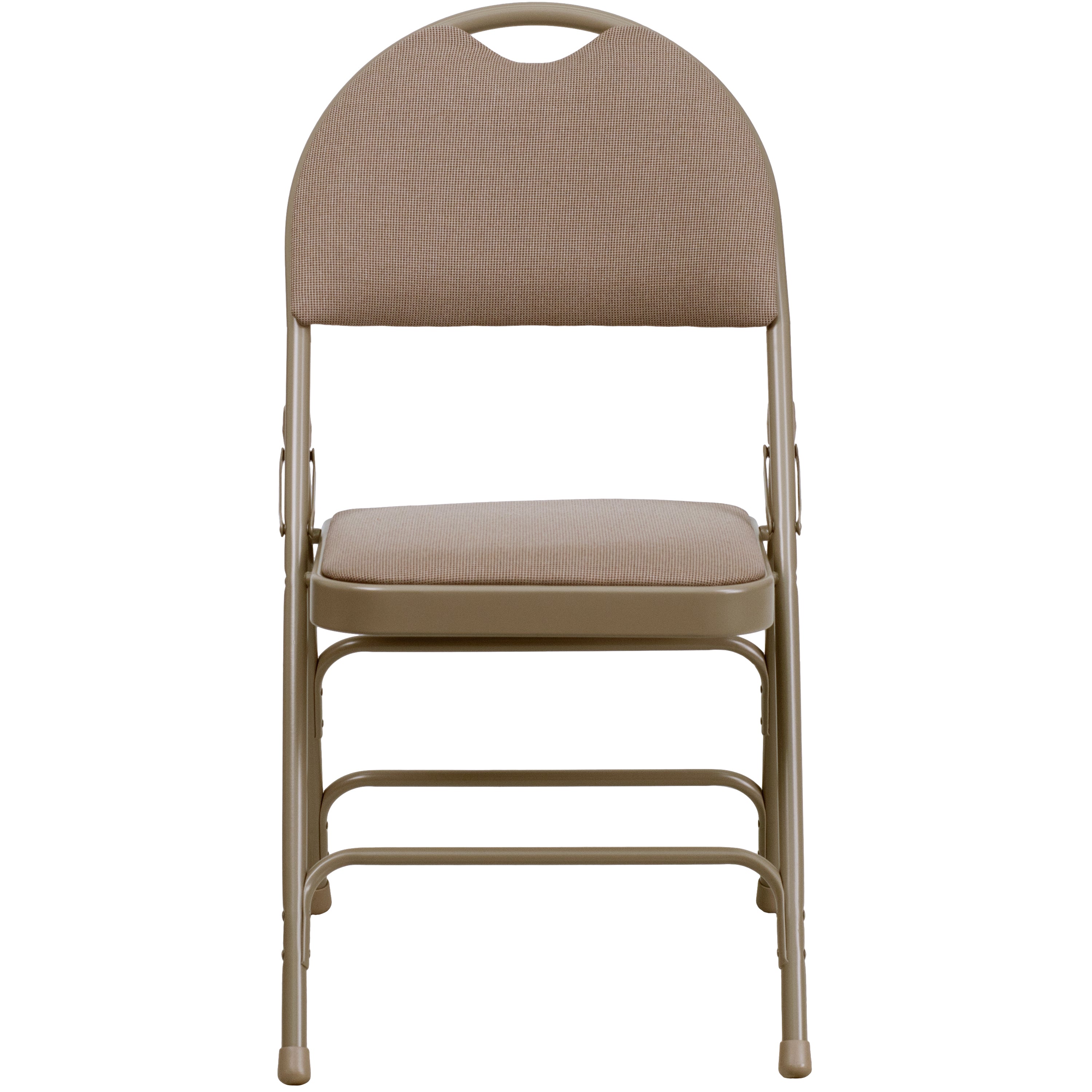 2 Pack HERCULES Series Ultra-Premium Triple Braced Beige Fabric Metal Folding Chair with Easy-Carry Handle