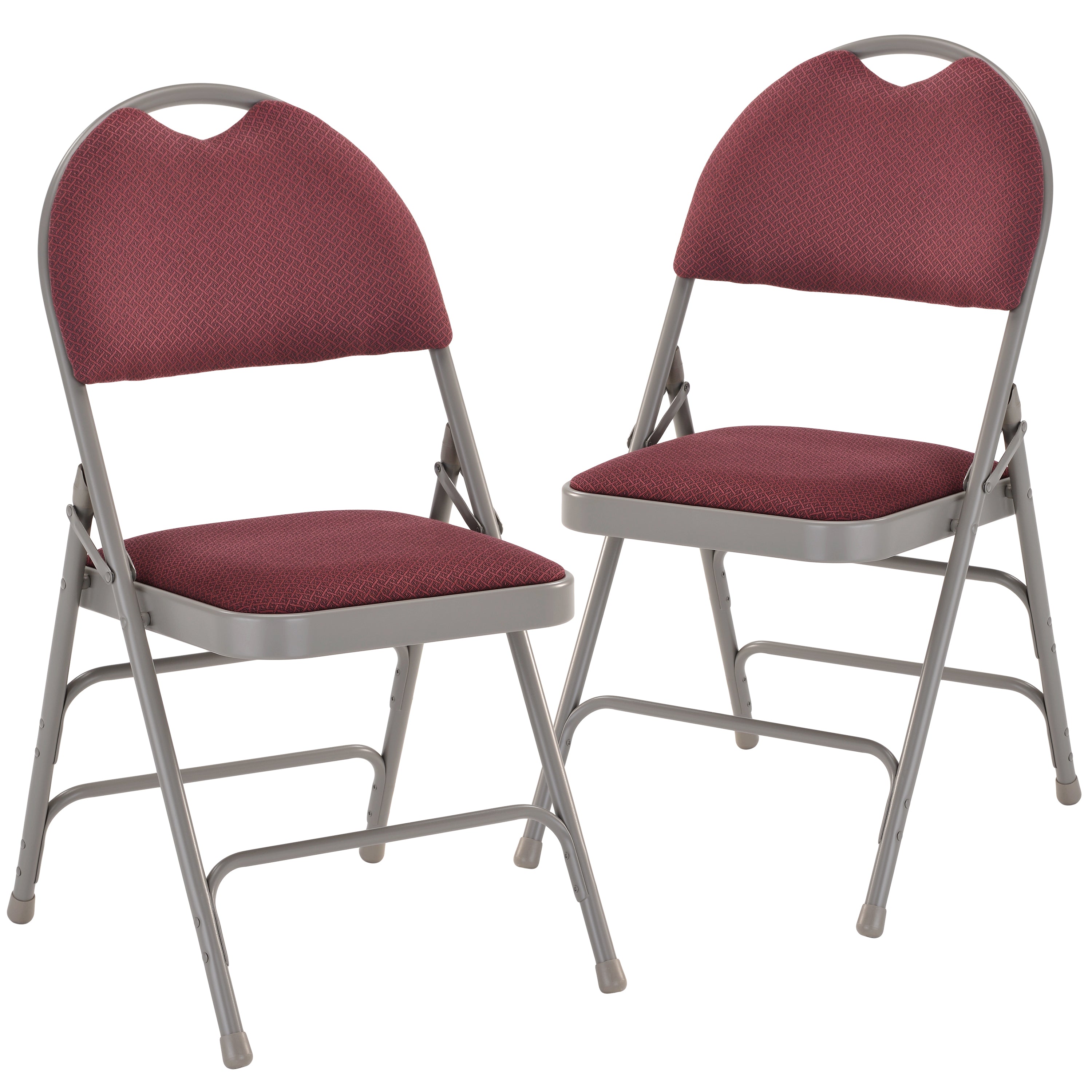 2 Pack HERCULES Series Ultra-Premium Triple Braced Burgundy Fabric Metal Folding Chair with Easy-Carry Handle