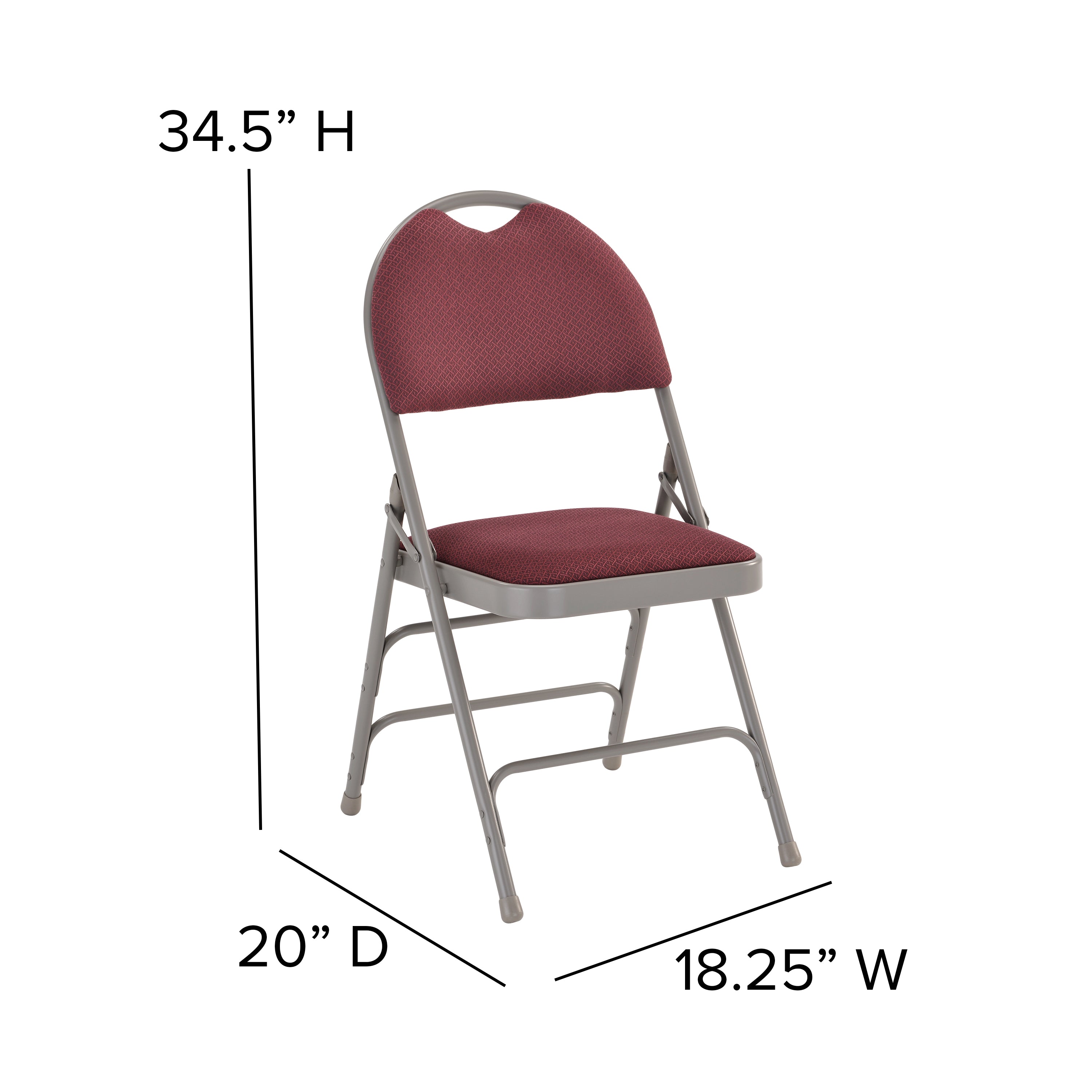 2 Pack HERCULES Series Ultra-Premium Triple Braced Burgundy Fabric Metal Folding Chair with Easy-Carry Handle
