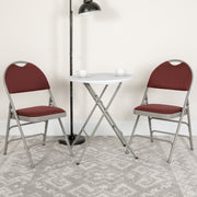 2 Pack HERCULES Series Ultra-Premium Triple Braced Burgundy Fabric Metal Folding Chair with Easy-Carry Handle
