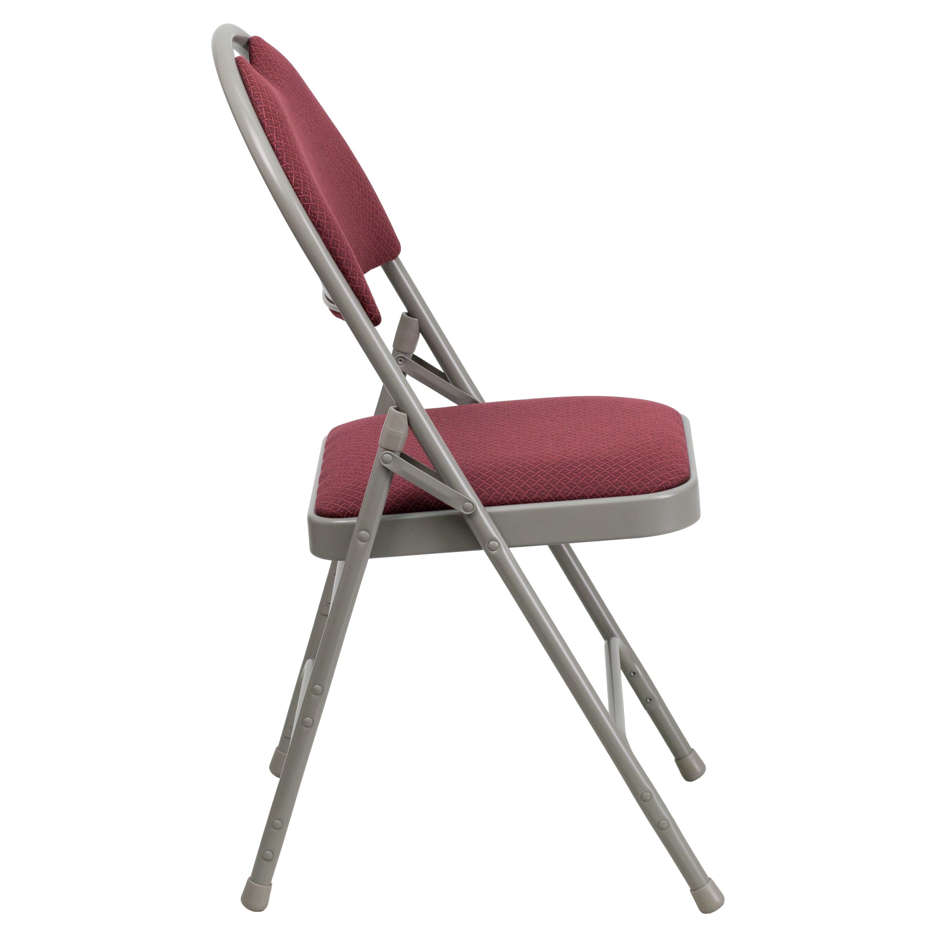 2 Pack HERCULES Series Ultra-Premium Triple Braced Burgundy Fabric Metal Folding Chair with Easy-Carry Handle