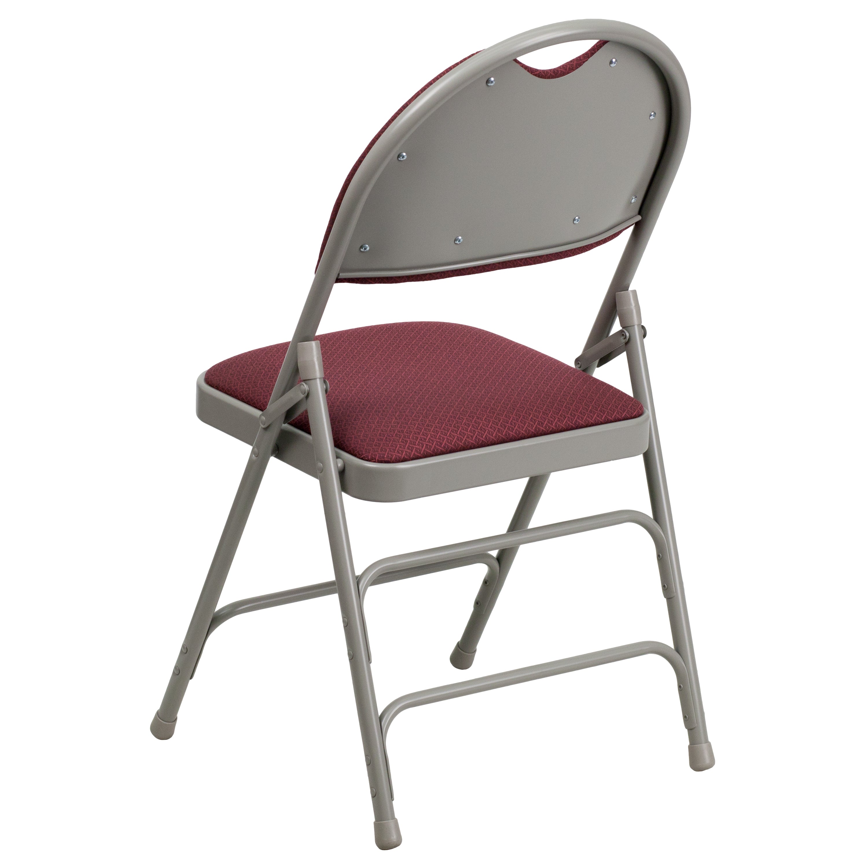 2 Pack HERCULES Series Ultra-Premium Triple Braced Burgundy Fabric Metal Folding Chair with Easy-Carry Handle