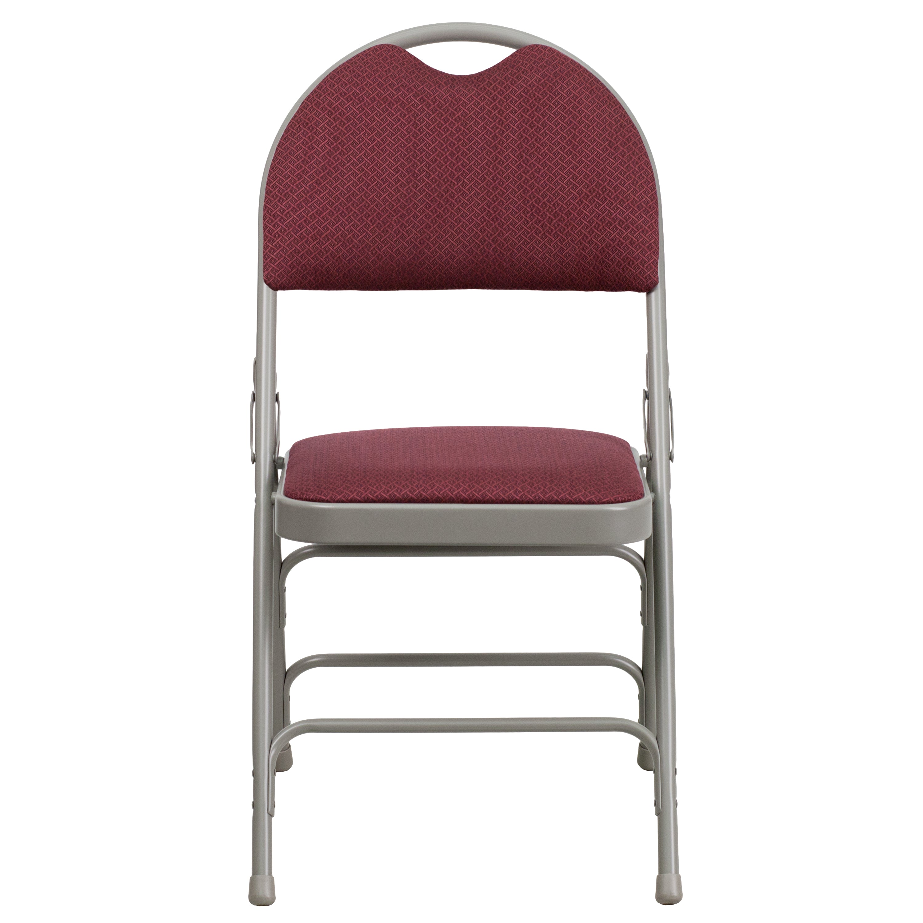 2 Pack HERCULES Series Ultra-Premium Triple Braced Burgundy Fabric Metal Folding Chair with Easy-Carry Handle