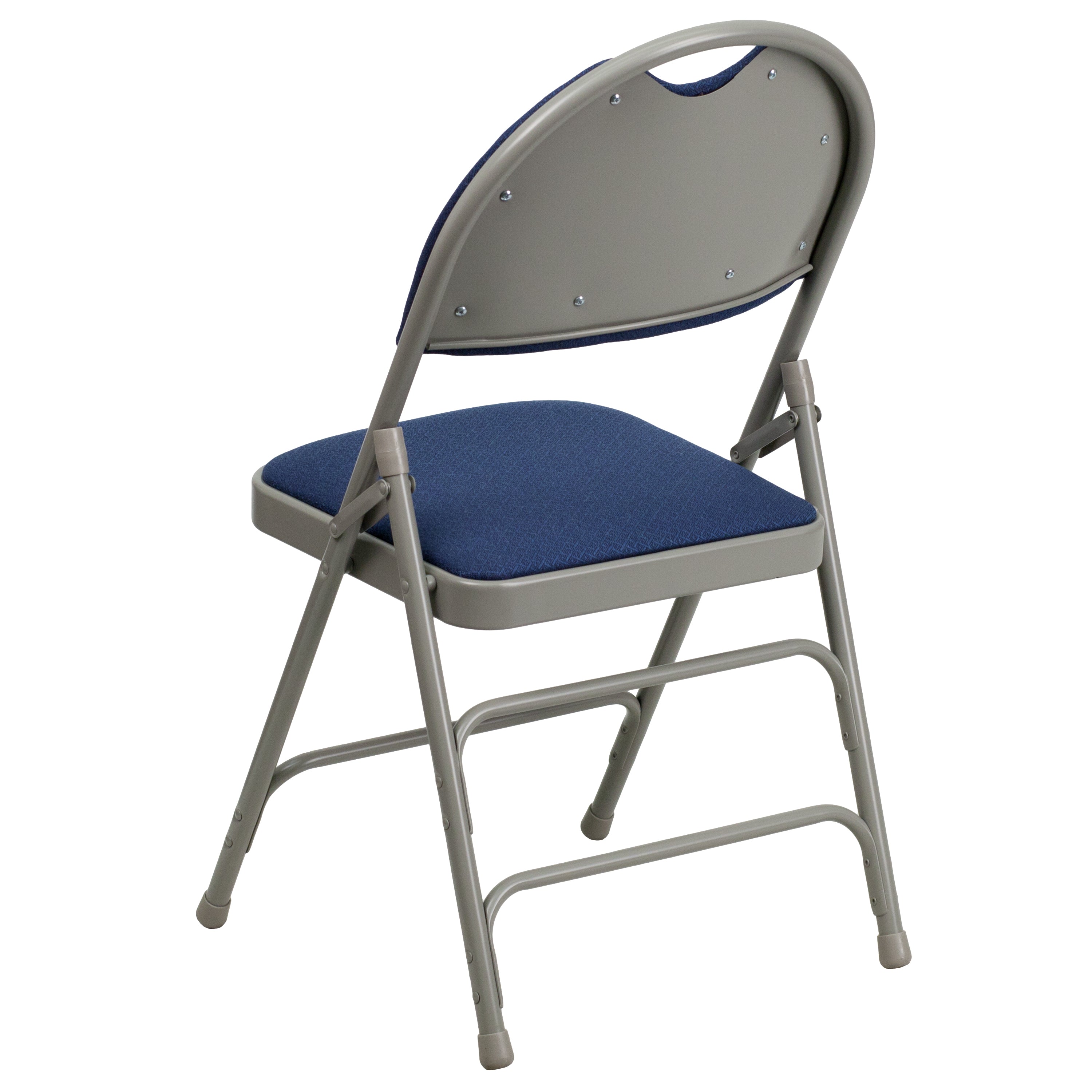 2 Pack HERCULES Series Ultra-Premium Triple Braced Navy Fabric Metal Folding Chair with Easy-Carry Handle