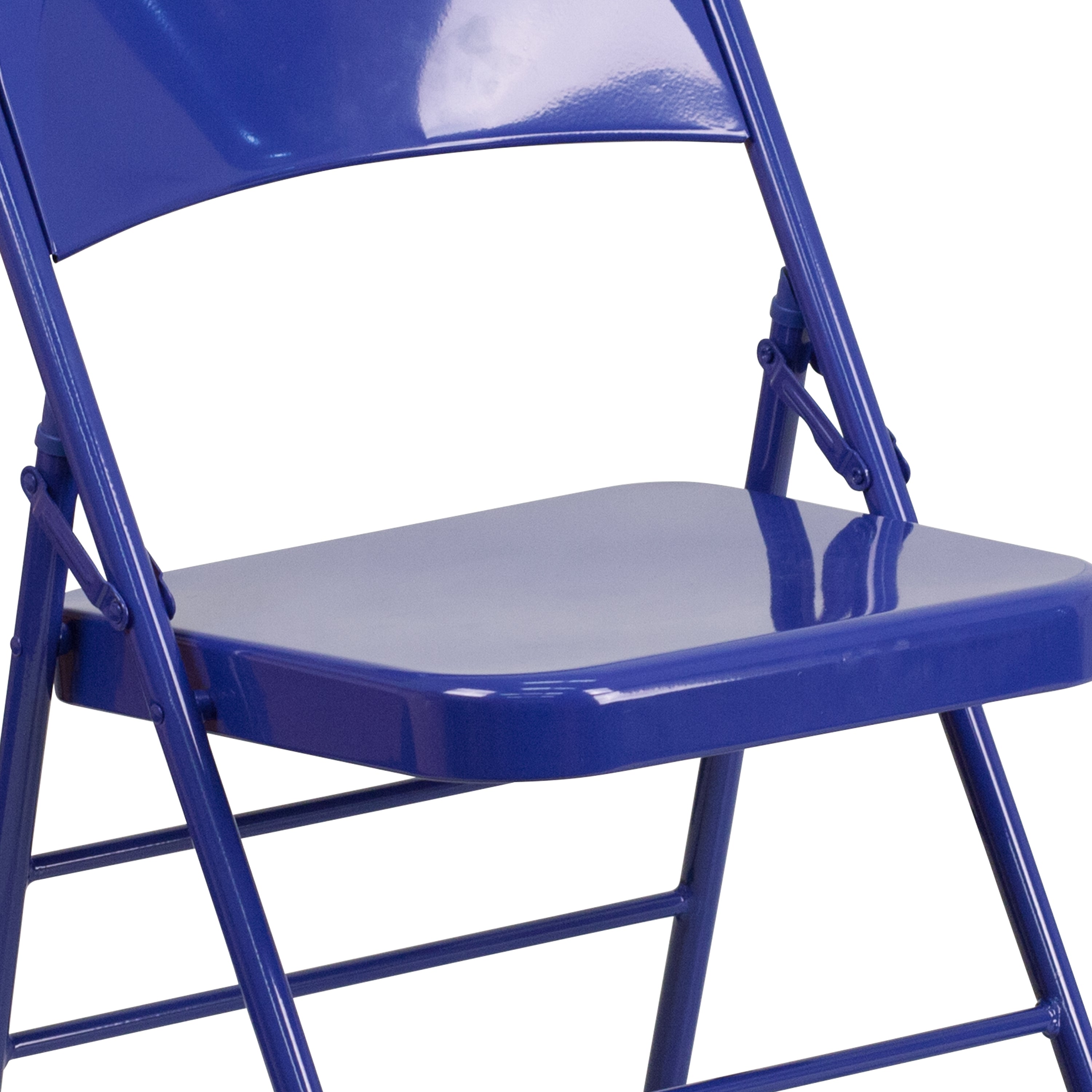 2 Pack HERCULES COLORBURST Series Cobalt Blue Triple Braced & Double Hinged Metal Folding Chair