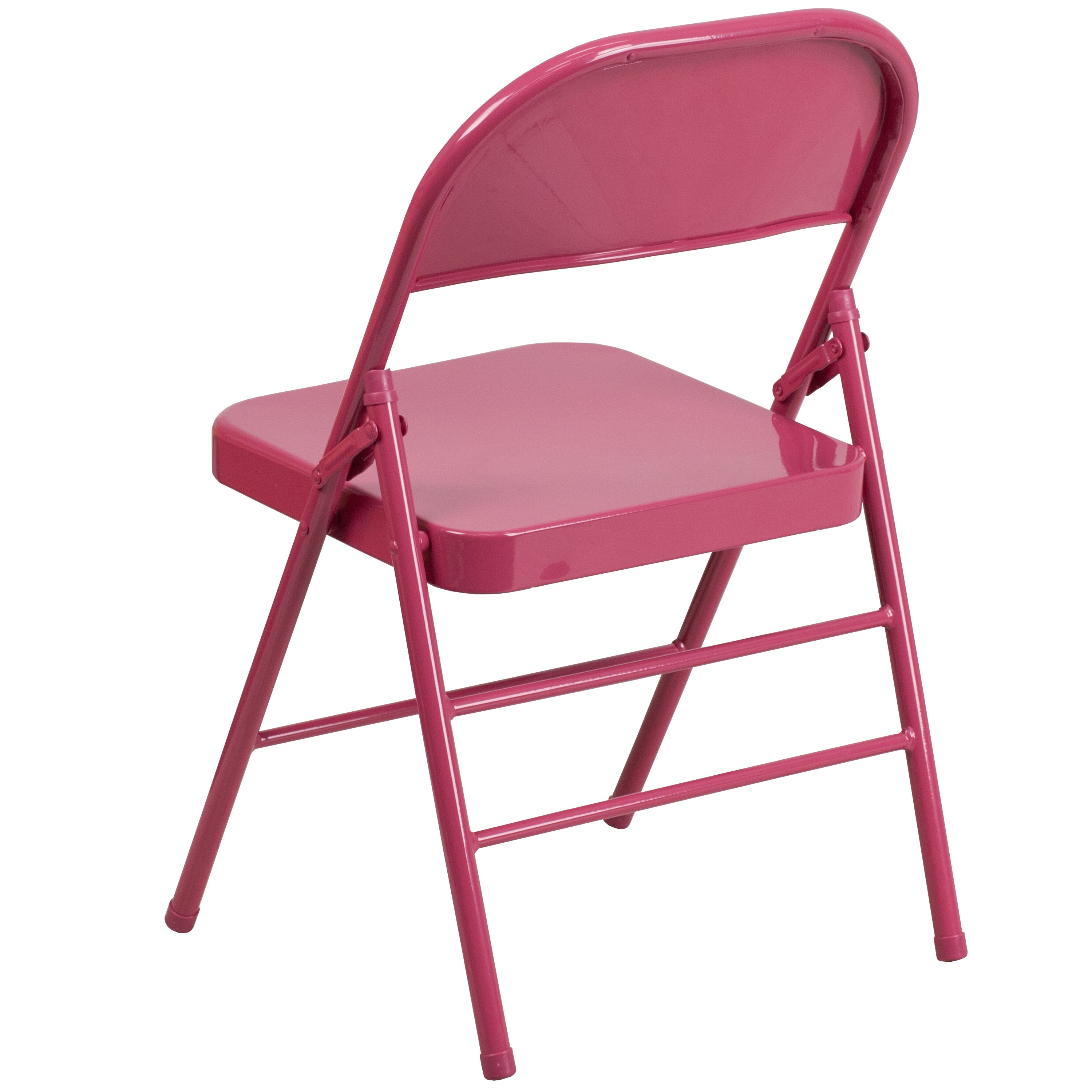 2 Pack HERCULES COLORBURST Series Shockingly Fuchsia Triple Braced & Double Hinged Metal Folding Chair