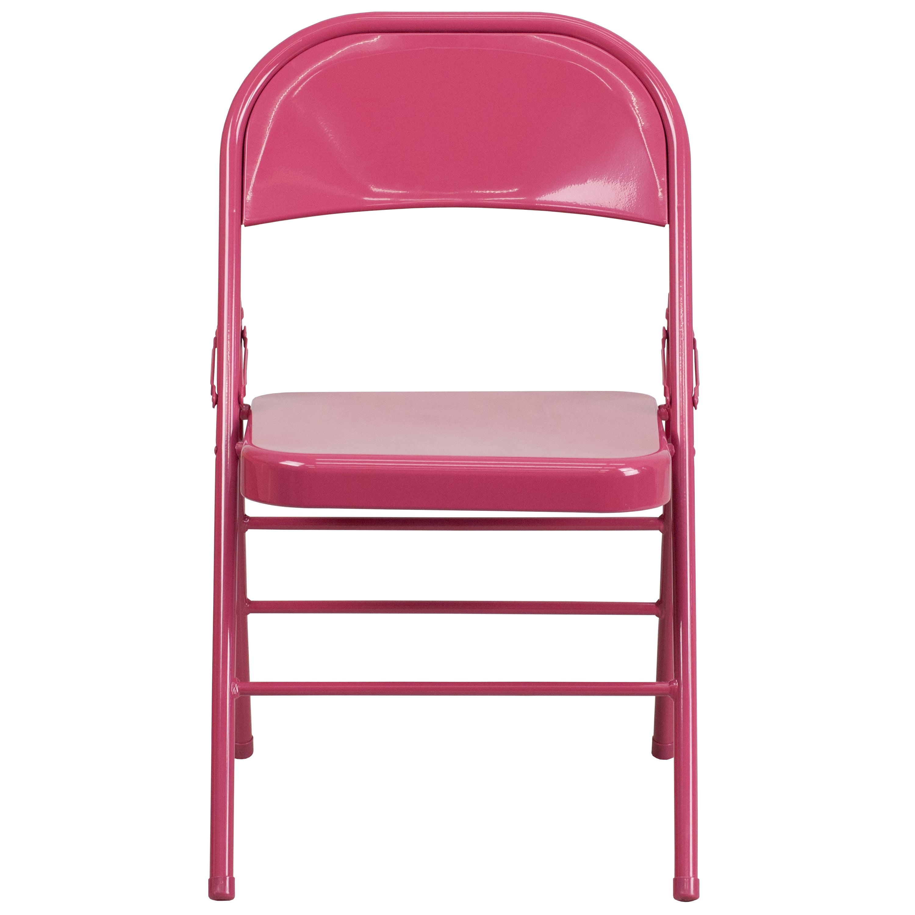 2 Pack HERCULES COLORBURST Series Shockingly Fuchsia Triple Braced & Double Hinged Metal Folding Chair