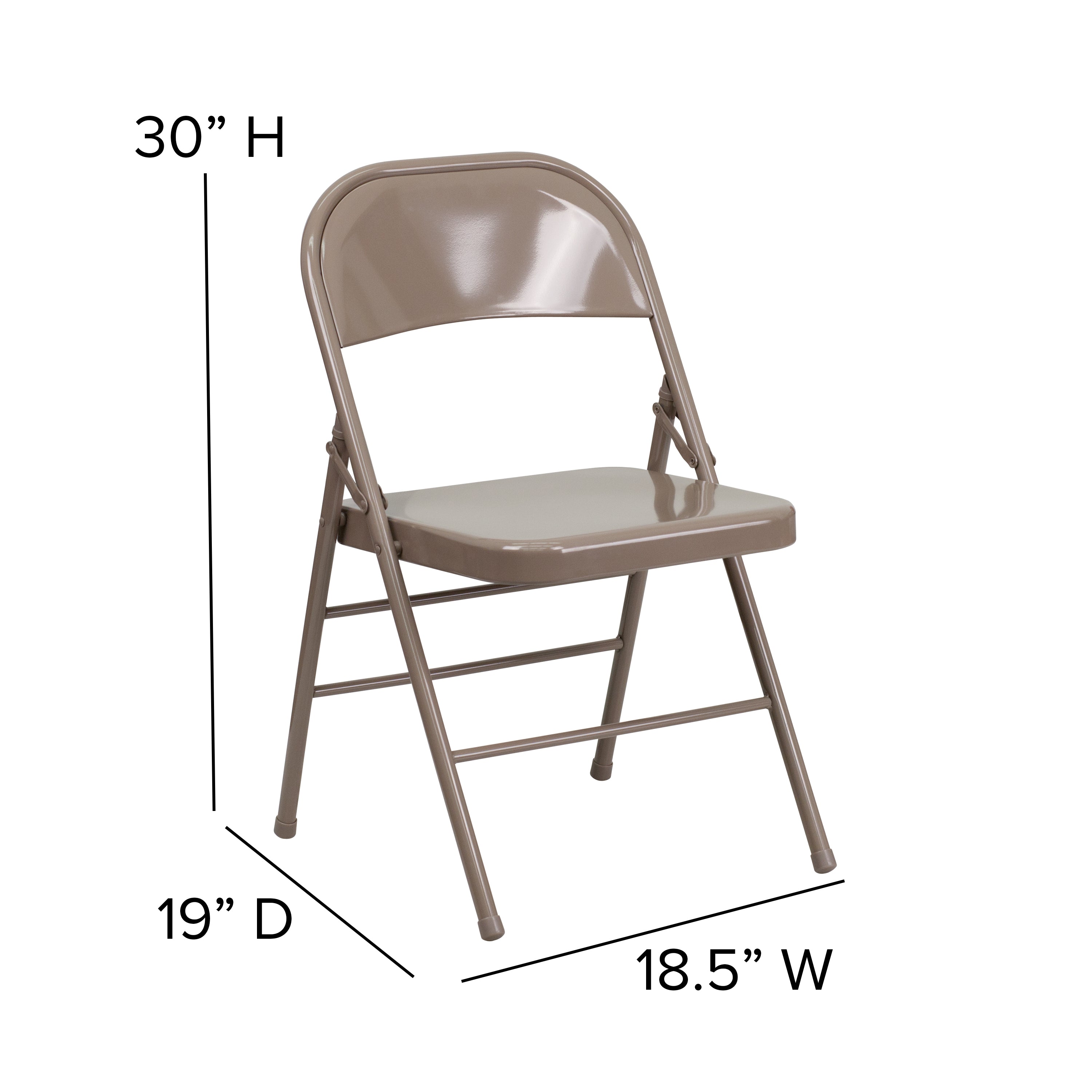 2 Pack HERCULES Series Triple Braced & Double Hinged Beige Metal Folding Chair