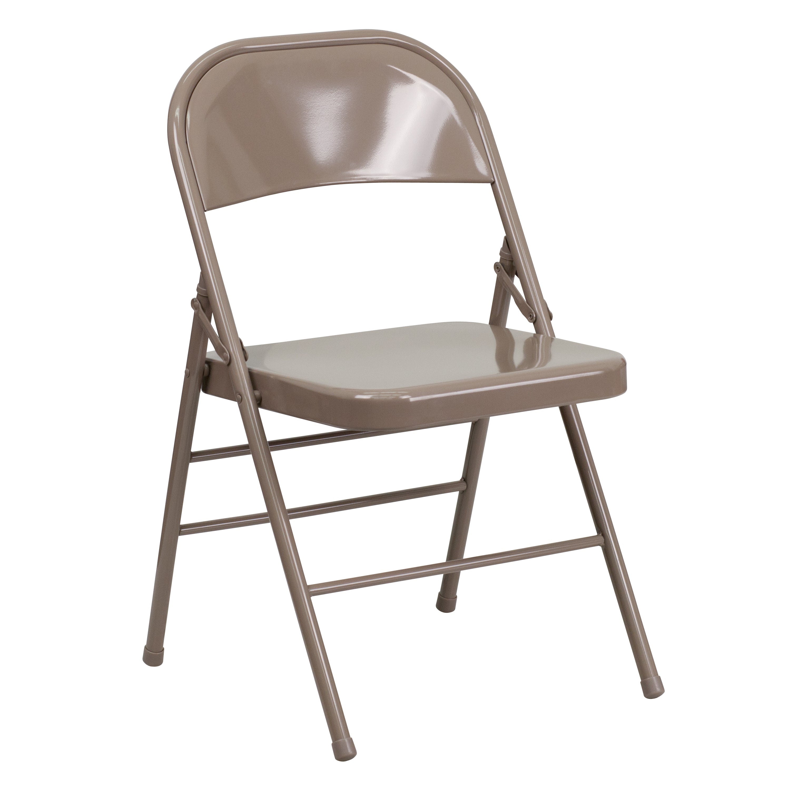 2 Pack HERCULES Series Triple Braced & Double Hinged Beige Metal Folding Chair