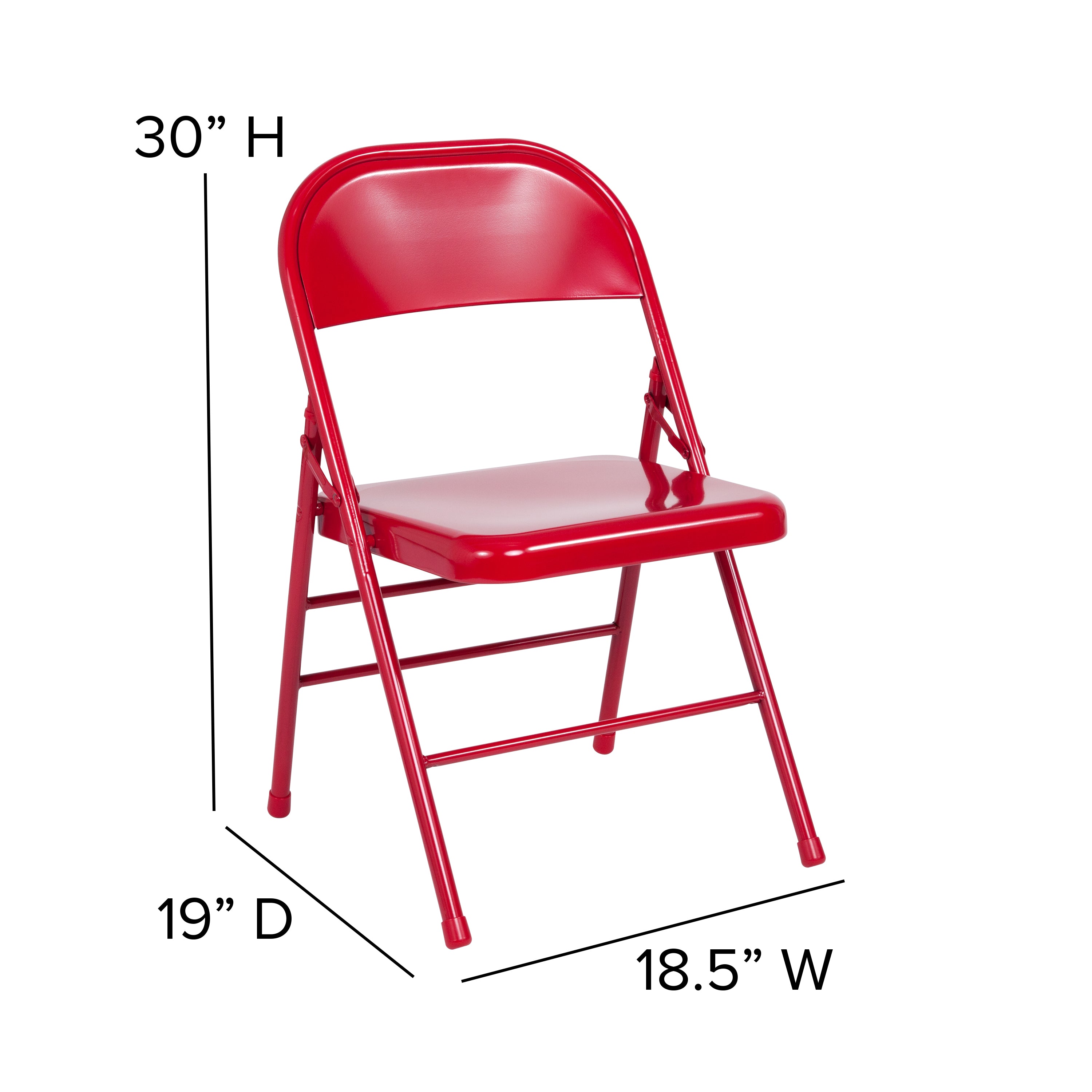 2 Pack HERCULES Series Triple Braced & Double Hinged Red Metal Folding Chair