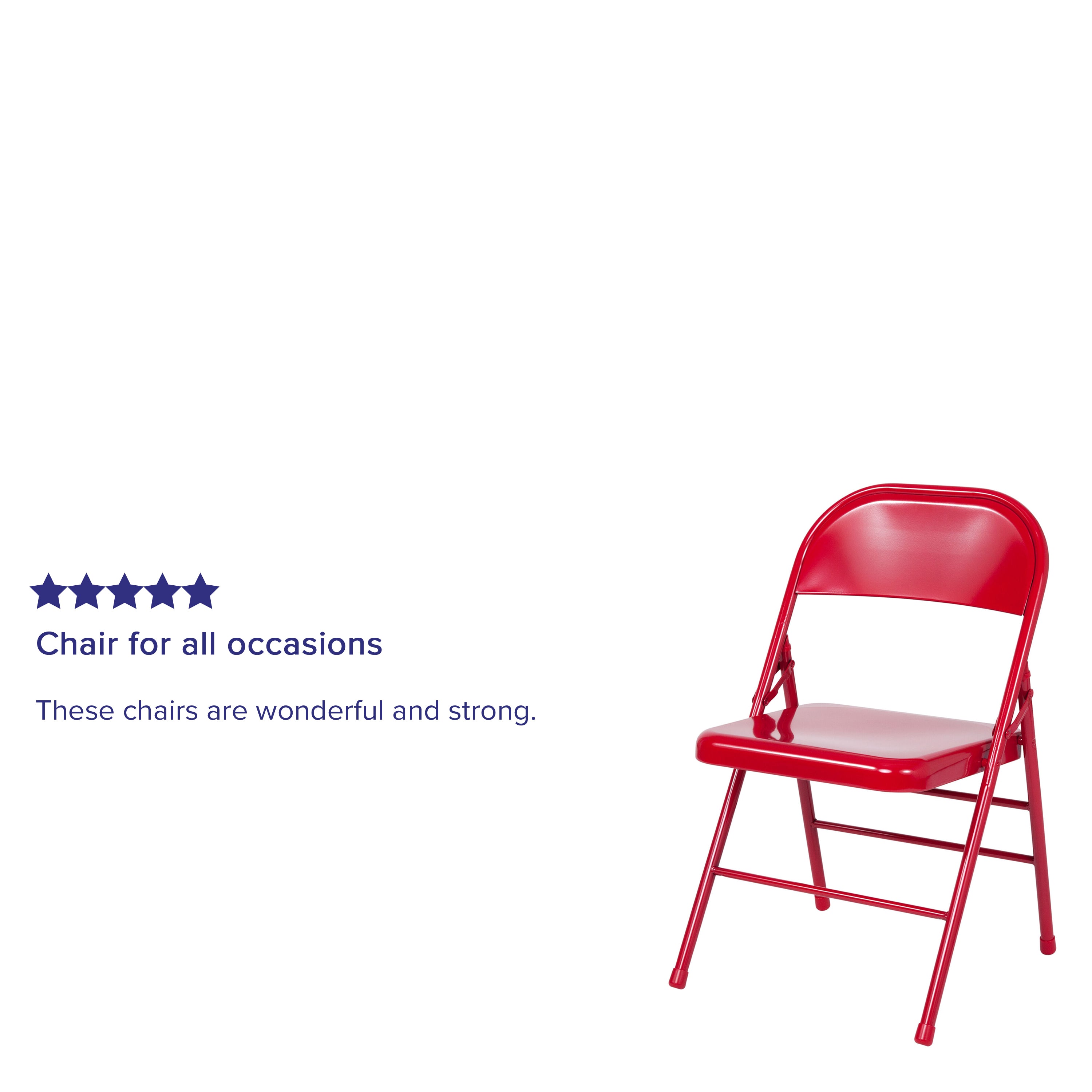 2 Pack HERCULES Series Triple Braced & Double Hinged Red Metal Folding Chair