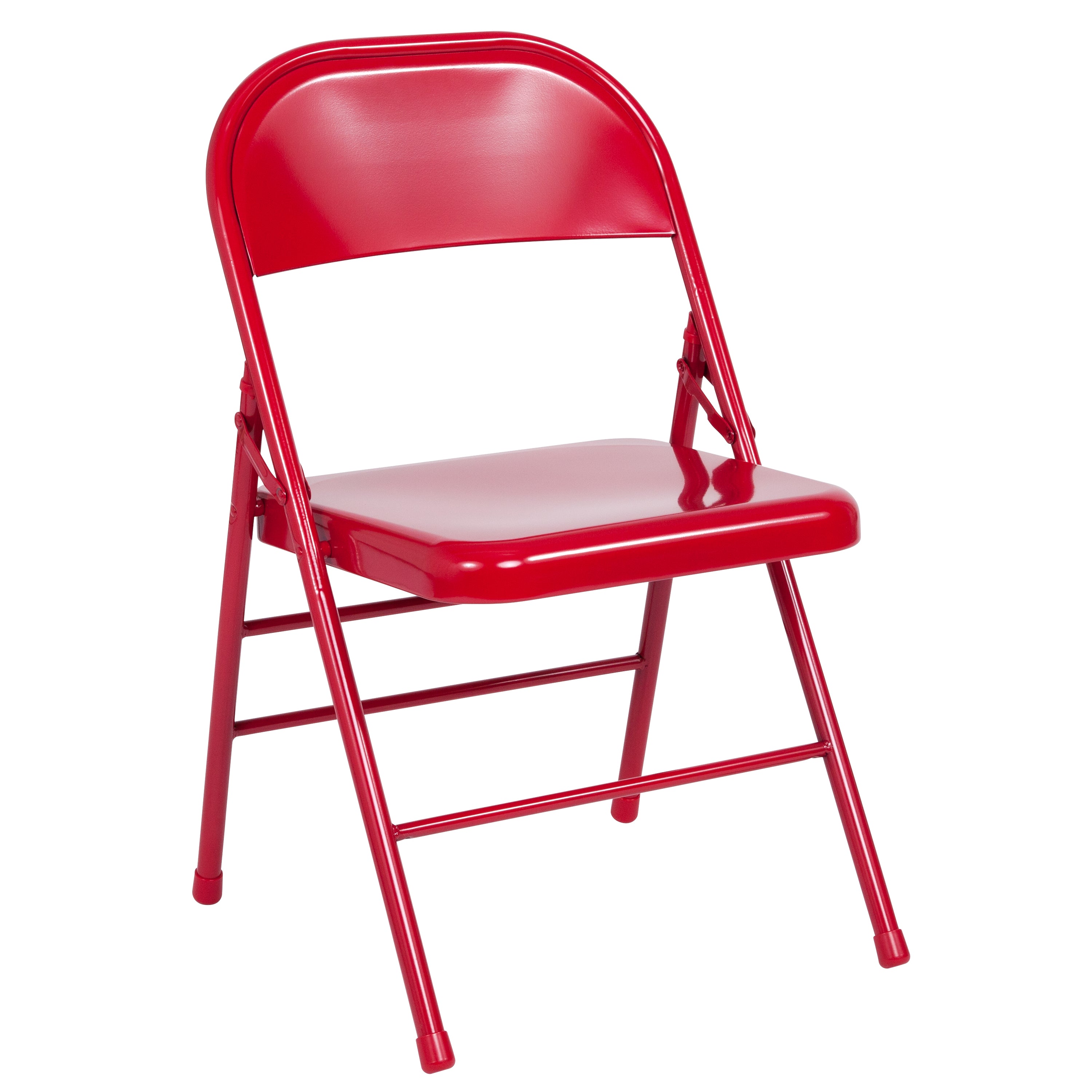 2 Pack HERCULES Series Triple Braced & Double Hinged Red Metal Folding Chair