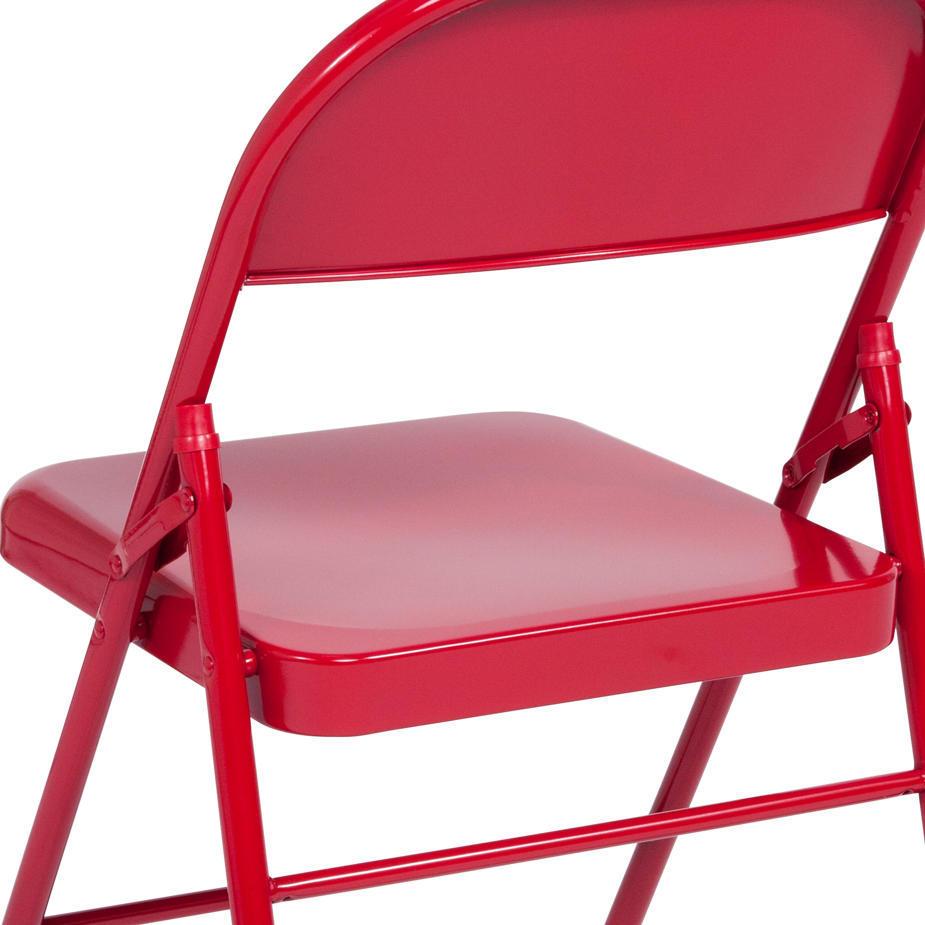 2 Pack HERCULES Series Triple Braced & Double Hinged Red Metal Folding Chair