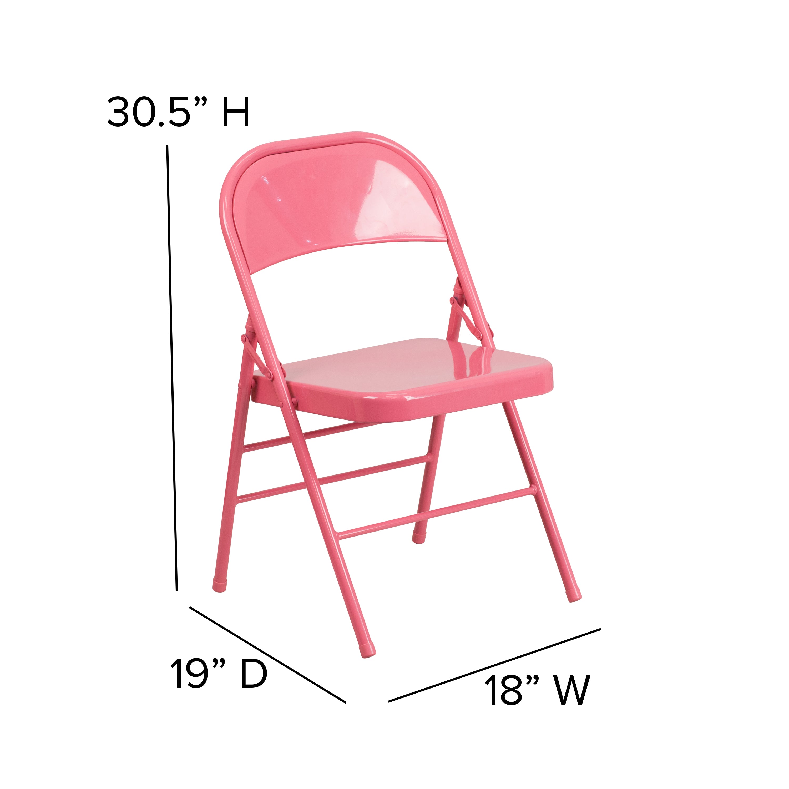 2 Pack HERCULES COLORBURST Series Bubblegum Pink Triple Braced & Double Hinged Metal Folding Chair
