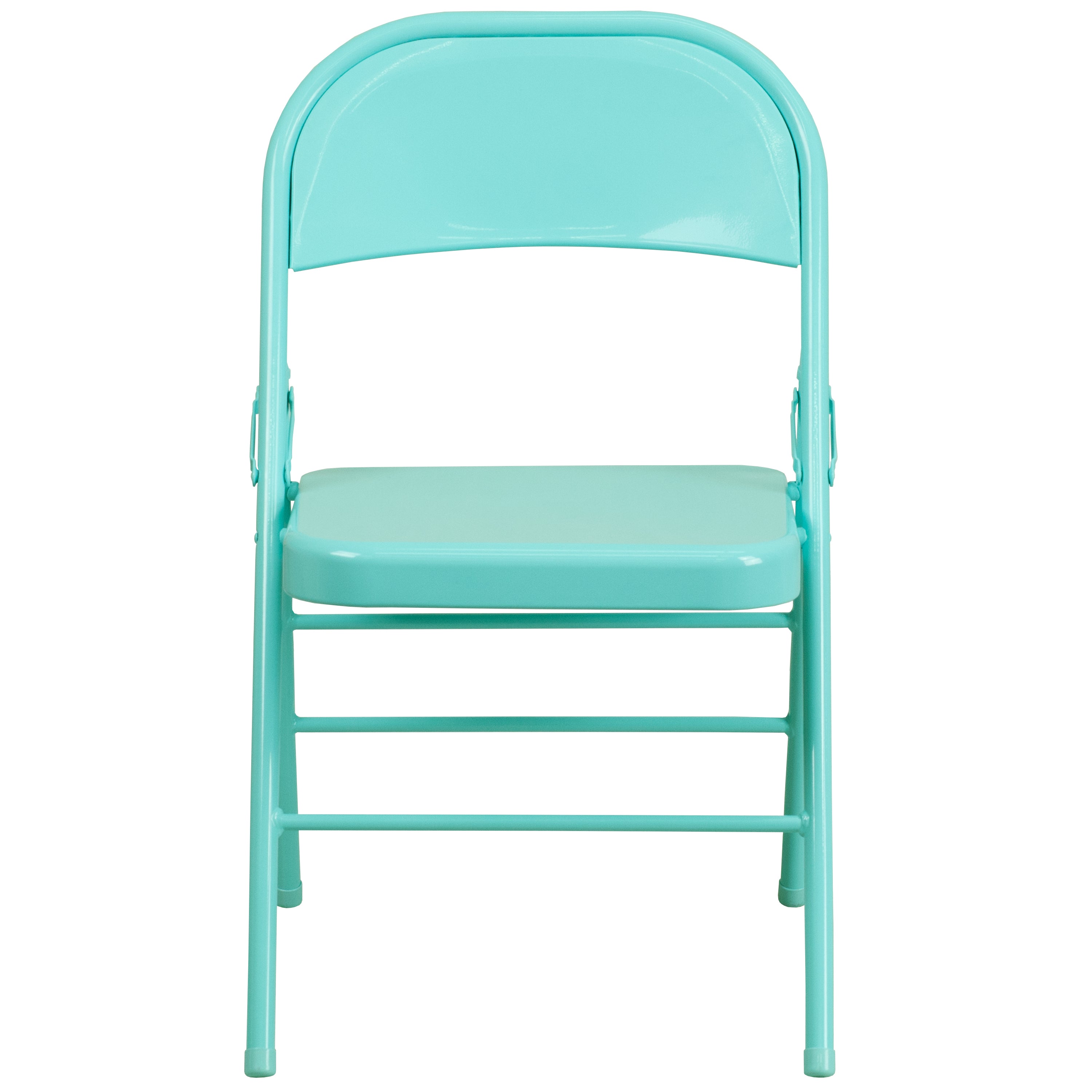 2 Pack HERCULES COLORBURST Series Tantalizing Teal Triple Braced & Double Hinged Metal Folding Chair