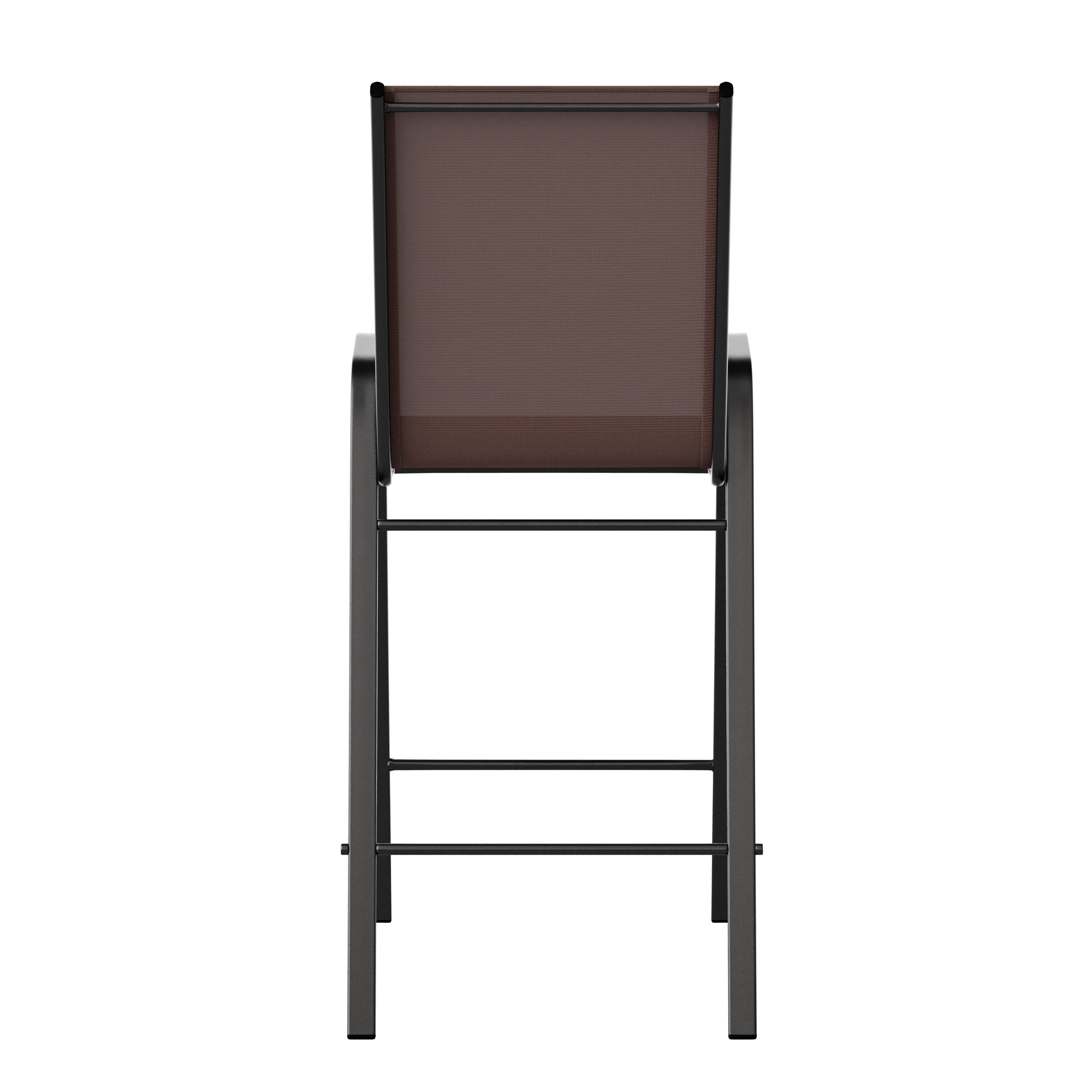2 Pack Brazos Series Brown Outdoor Barstool with Flex Comfort Material and Metal Frame