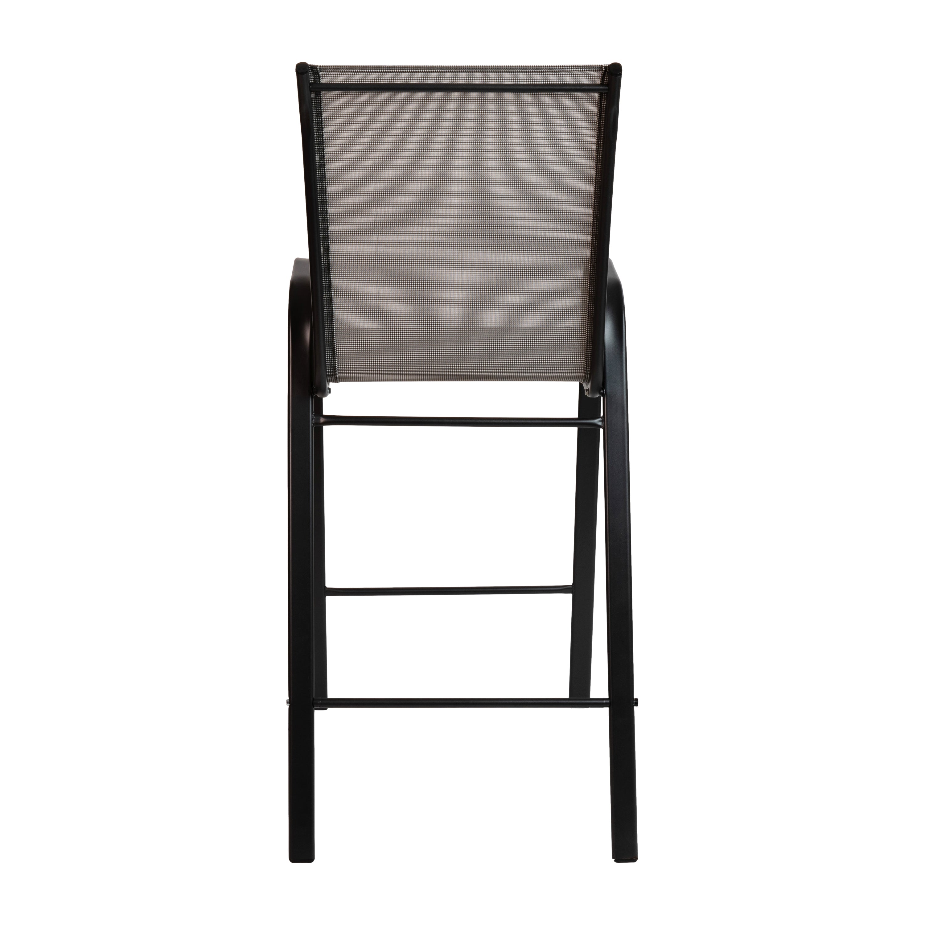 2 Pack Brazos Series Gray Outdoor Barstools with Flex Comfort Material and Metal Frame