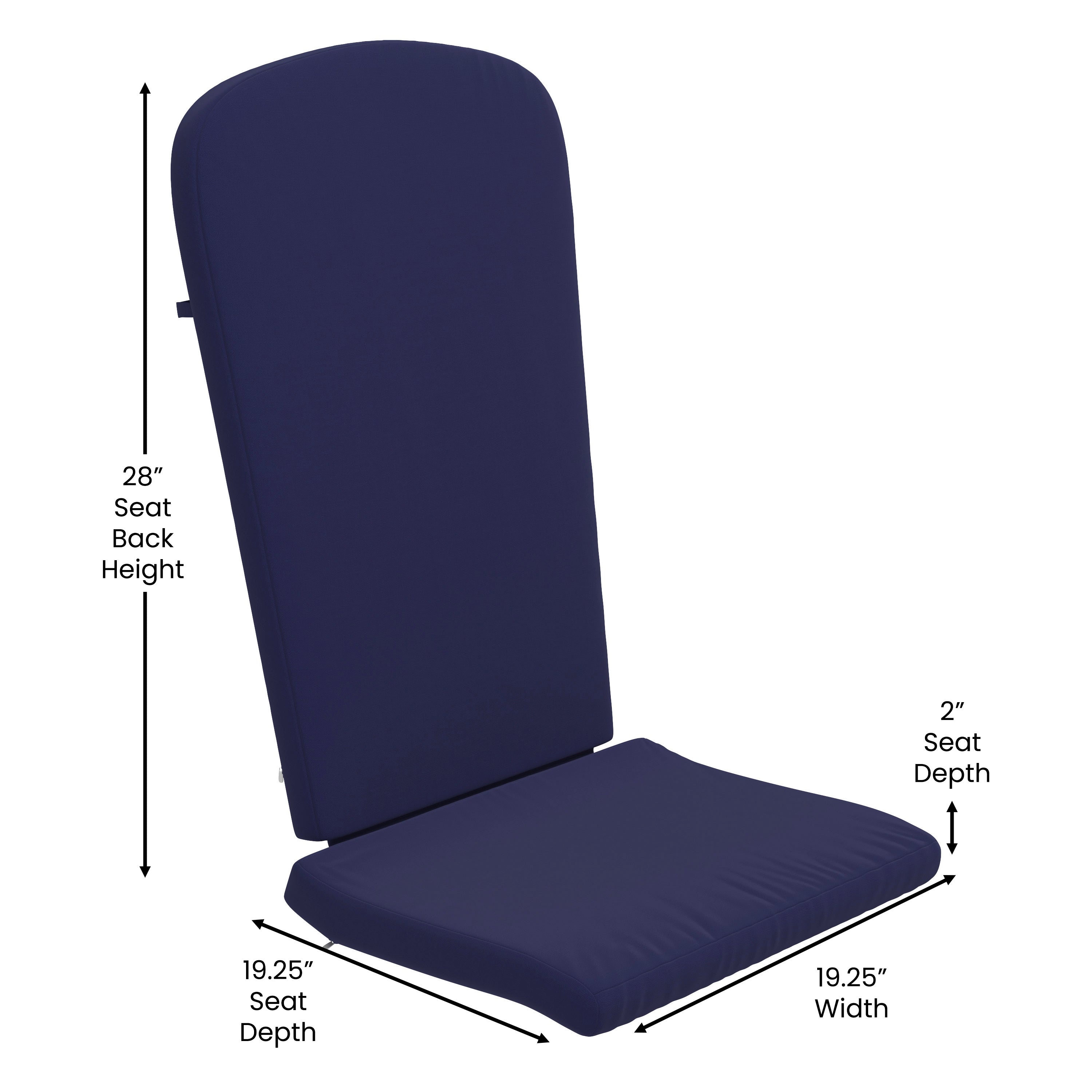 Charlestown Set of 2 All-Weather Poly Resin Wood Adirondack Chairs in Slate Gray with Blue Cushions for Deck, Porch, and Patio