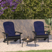 Charlestown Set of 2 All-Weather Poly Resin Wood Adirondack Chairs in Slate Gray with Blue Cushions for Deck, Porch, and Patio