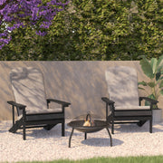 Charlestown Set of 2 All-Weather Poly Resin Wood Adirondack Chairs in Slate Gray with Cream Cushions for Deck, Porch, and Patio