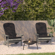 Charlestown Set of 2 All-Weather Poly Resin Wood Adirondack Chairs in Gray with Gray Cushions for Deck, Porch, and Patio