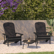 Charlestown Set of 2 All-Weather Poly Resin Wood Adirondack Chairs in Slate Gray with Gray Cushions for Deck, Porch, and Patio