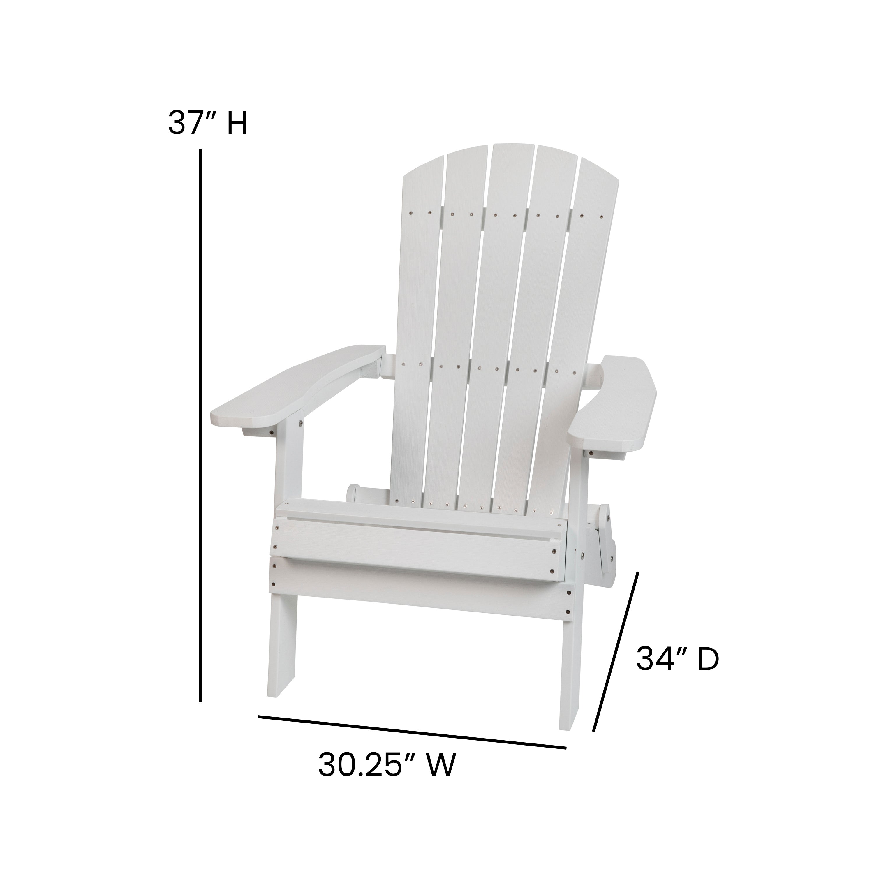 Charlestown Set of 2 All-Weather Poly Resin Indoor/Outdoor Folding Adirondack Chairs in White with Teal Cushions for Deck, Porch, and Patio