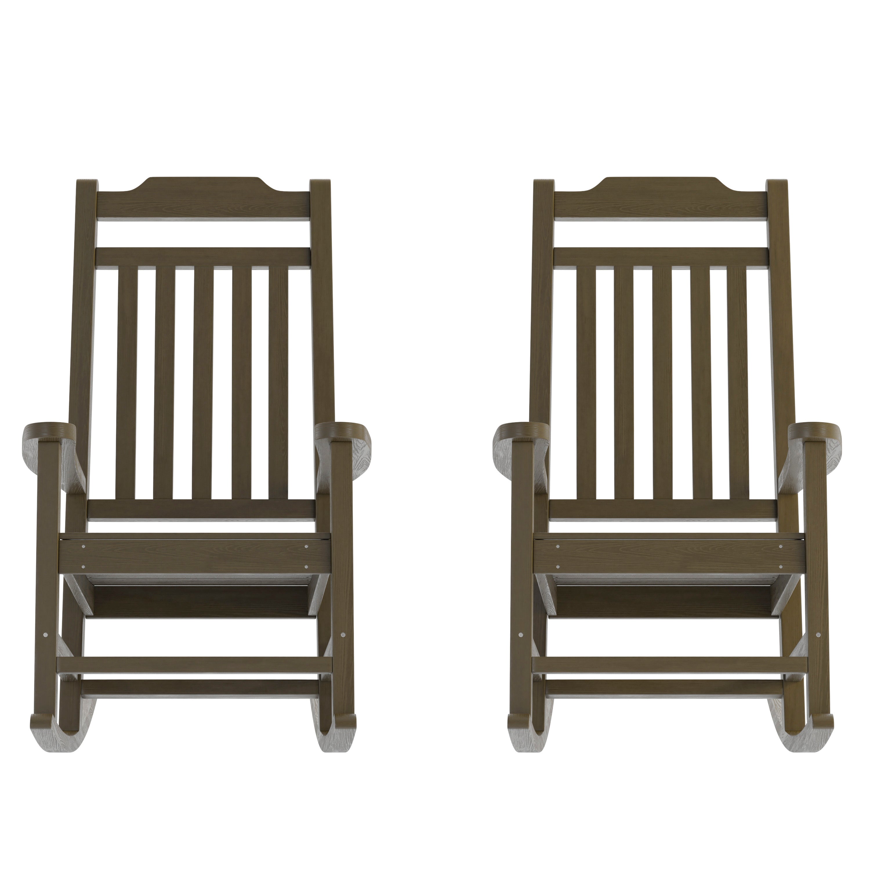 Set of 2 Winston All-Weather Rocking Chair in Mahogany Faux Wood