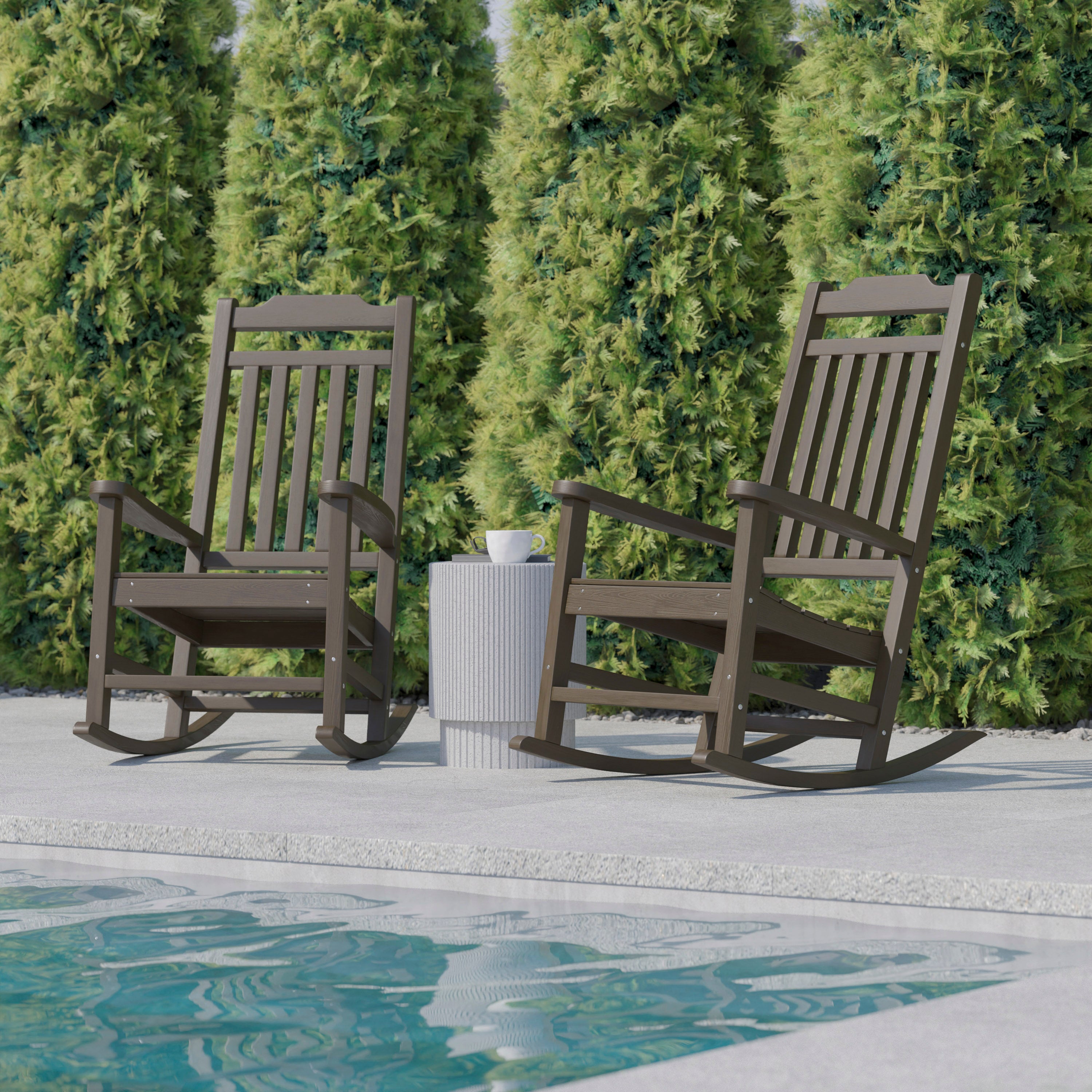 Set of 2 Winston All-Weather Rocking Chair in Mahogany Faux Wood
