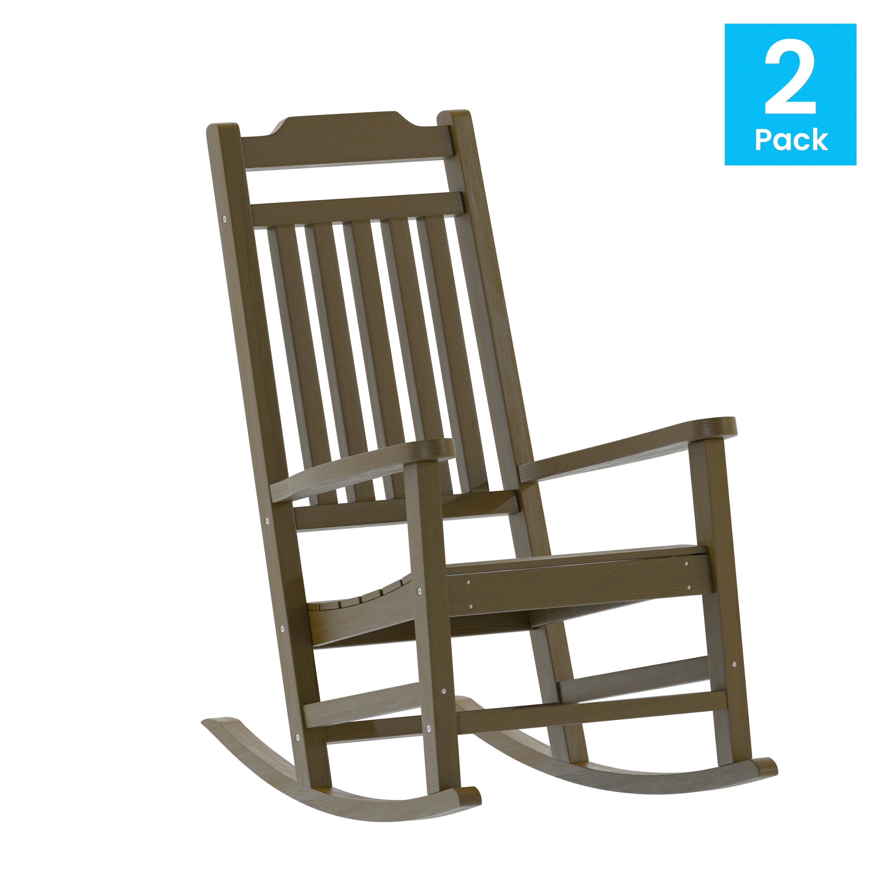Set of 2 Winston All-Weather Rocking Chair in Mahogany Faux Wood