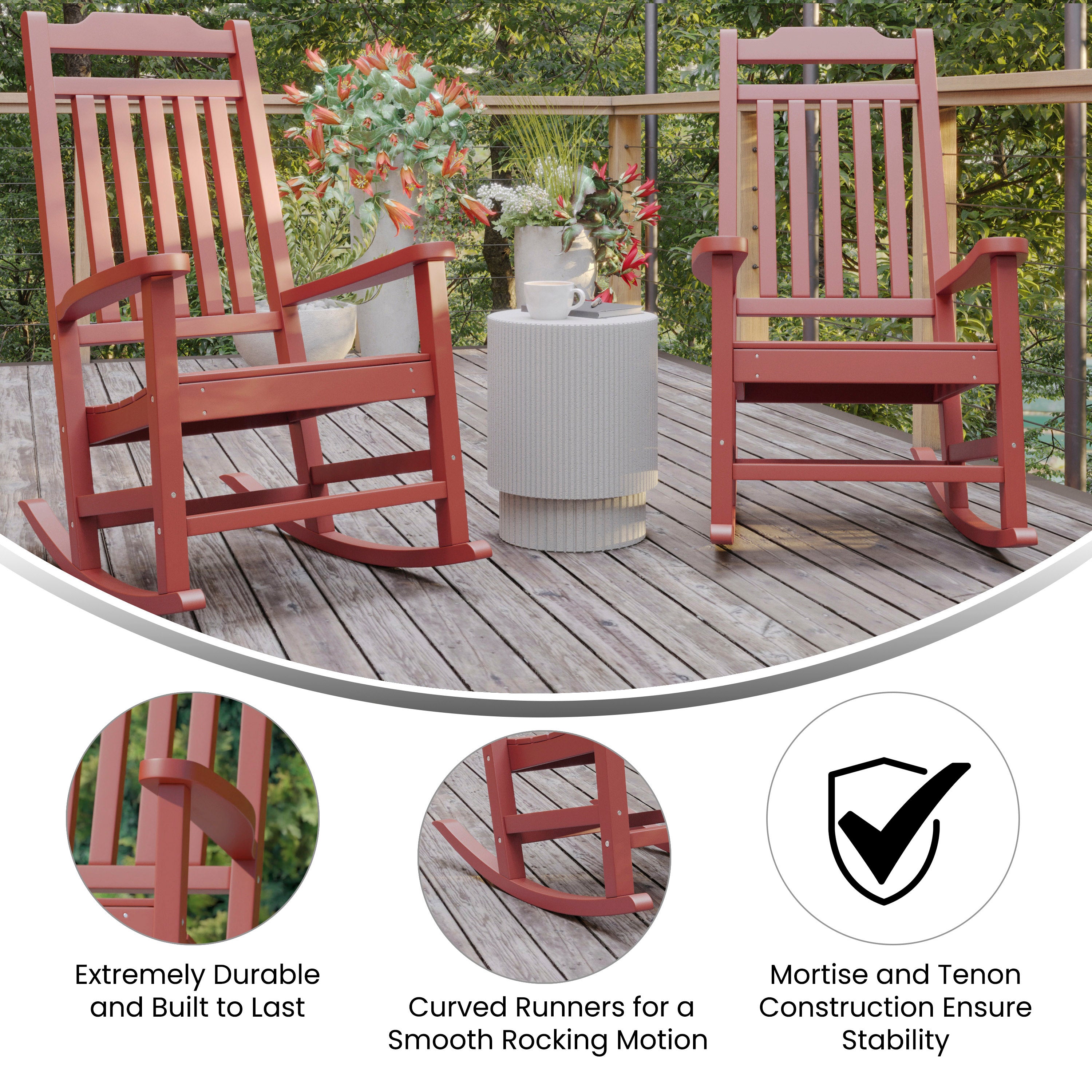 Set of 2 Winston All-Weather Rocking Chair in Red Faux Wood