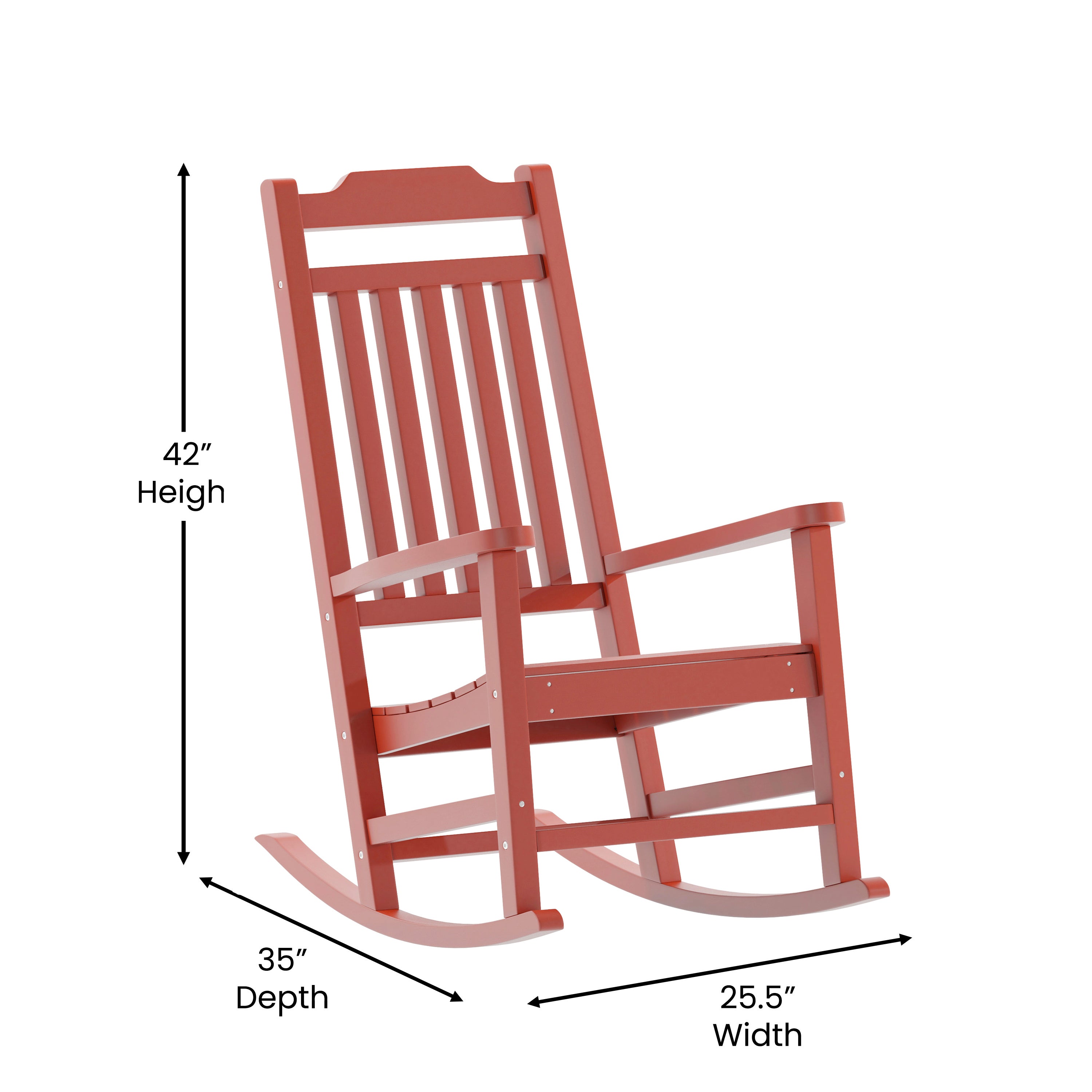 Set of 2 Winston All-Weather Rocking Chair in Red Faux Wood