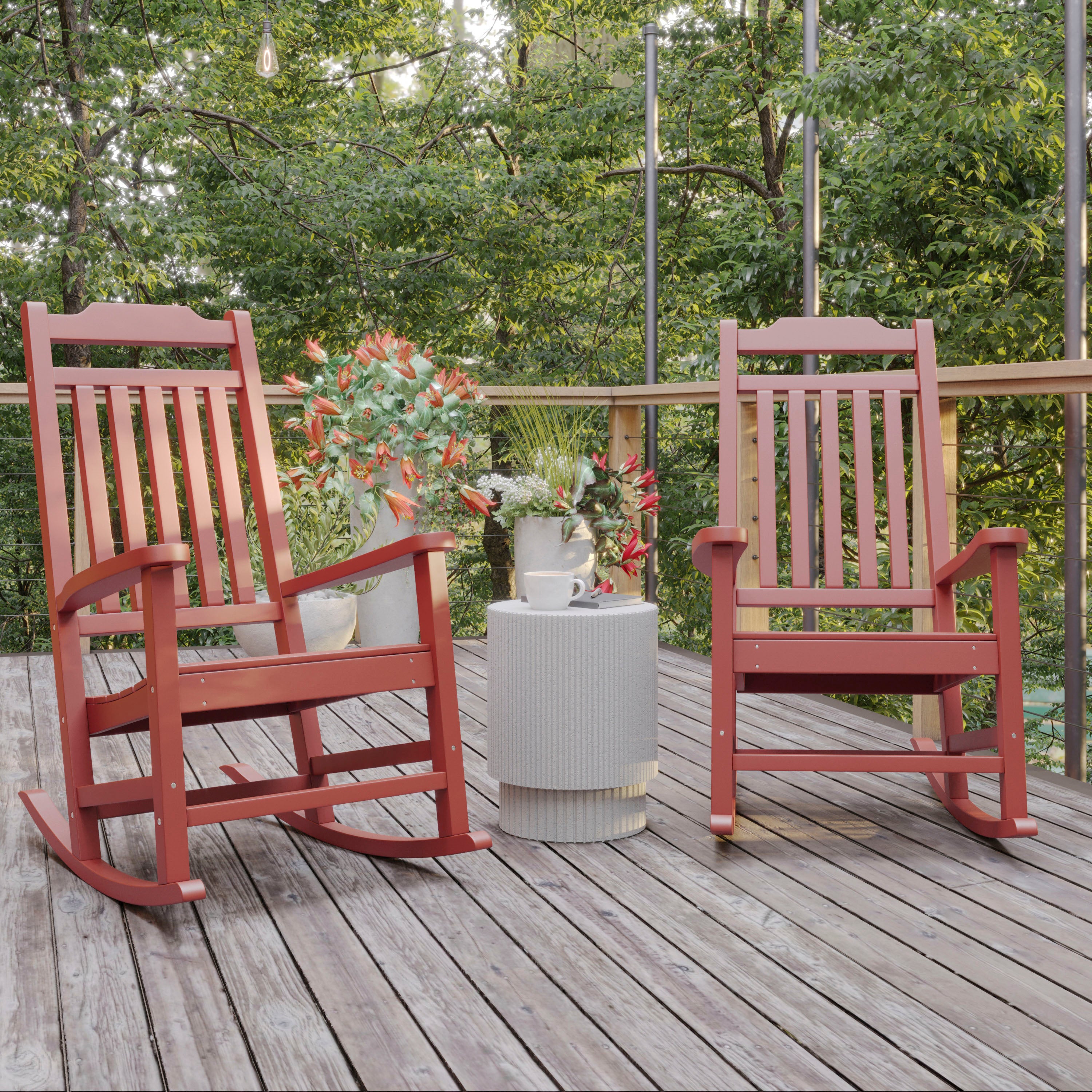 Set of 2 Winston All-Weather Rocking Chair in Red Faux Wood