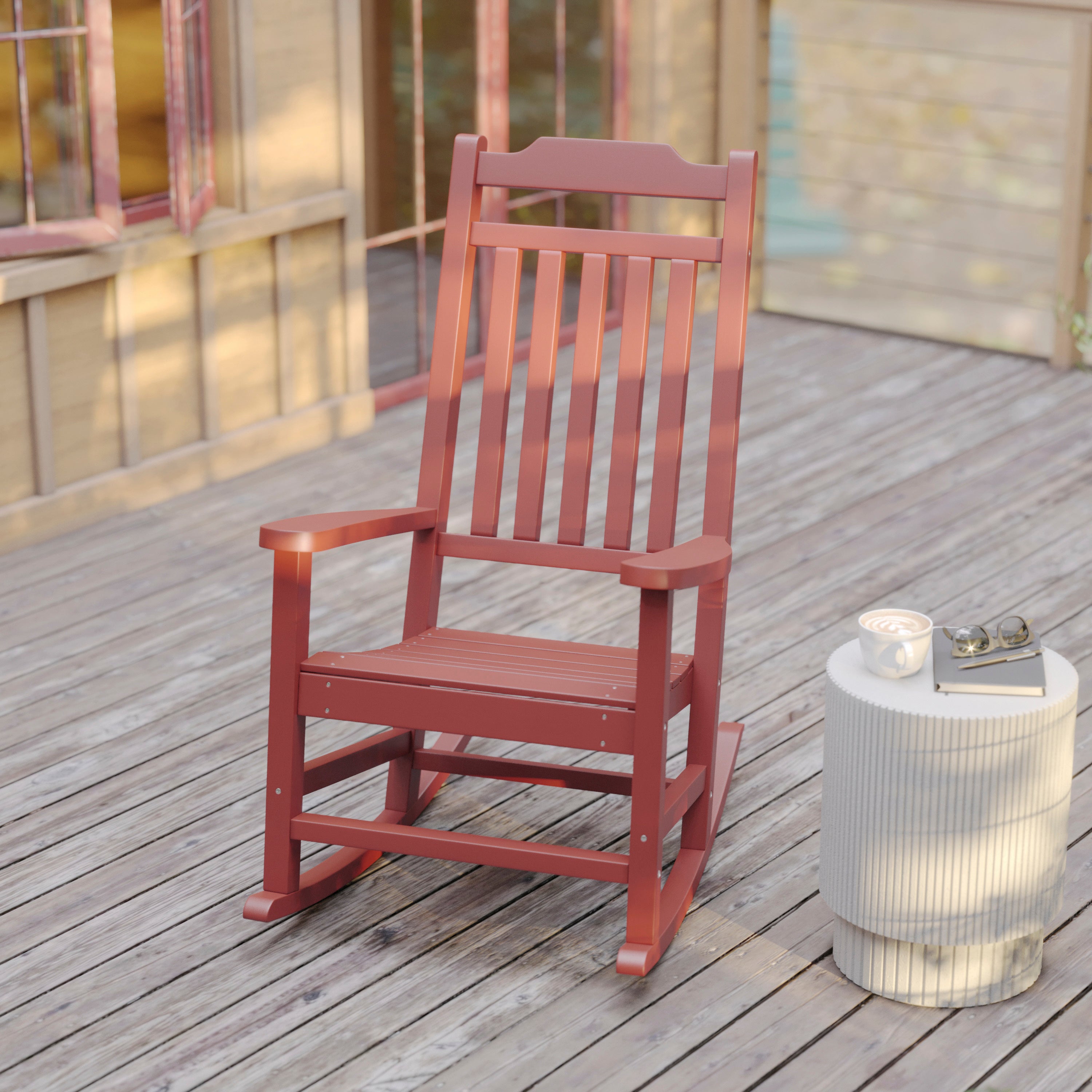 Set of 2 Winston All-Weather Rocking Chair in Red Faux Wood