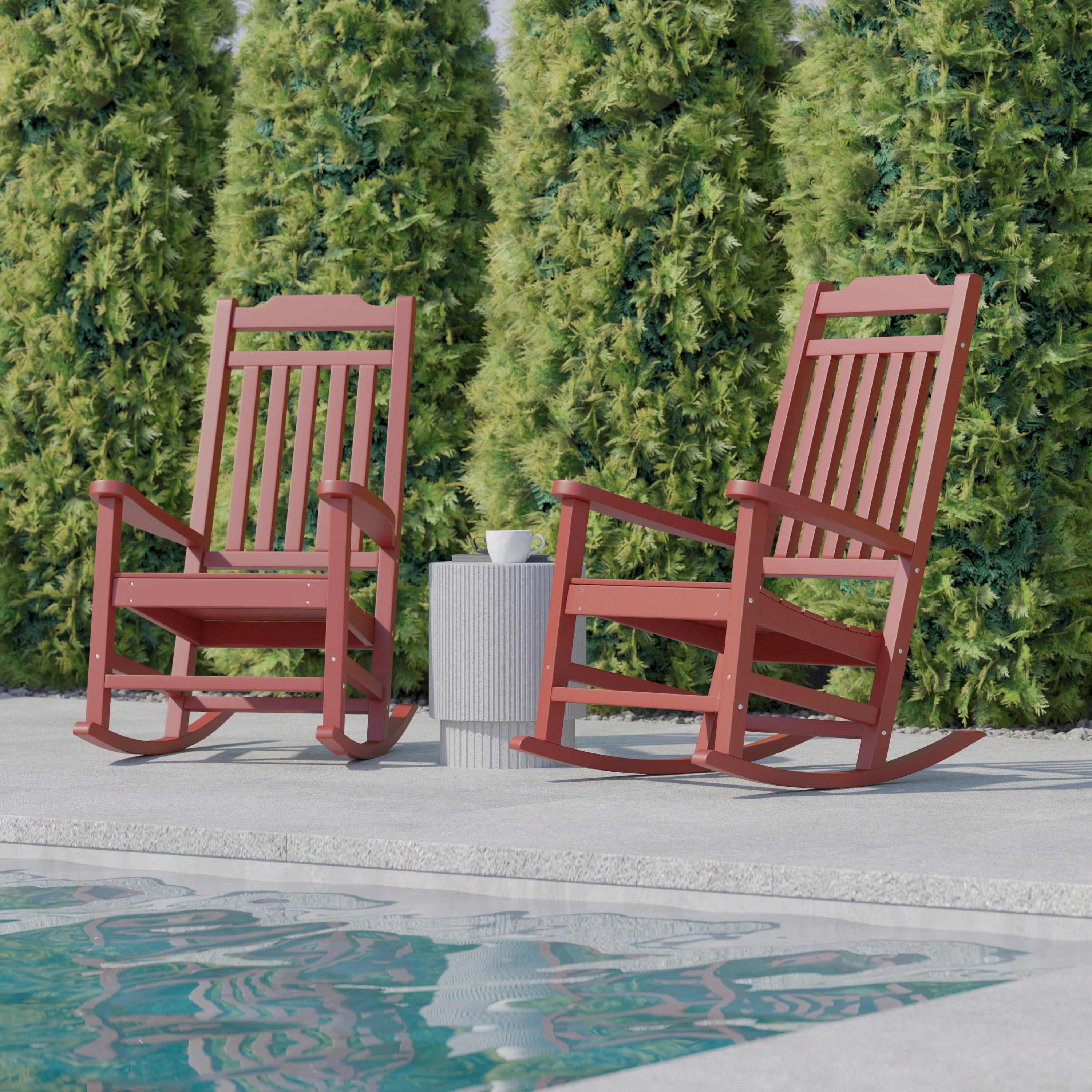 Set of 2 Winston All-Weather Rocking Chair in Red Faux Wood