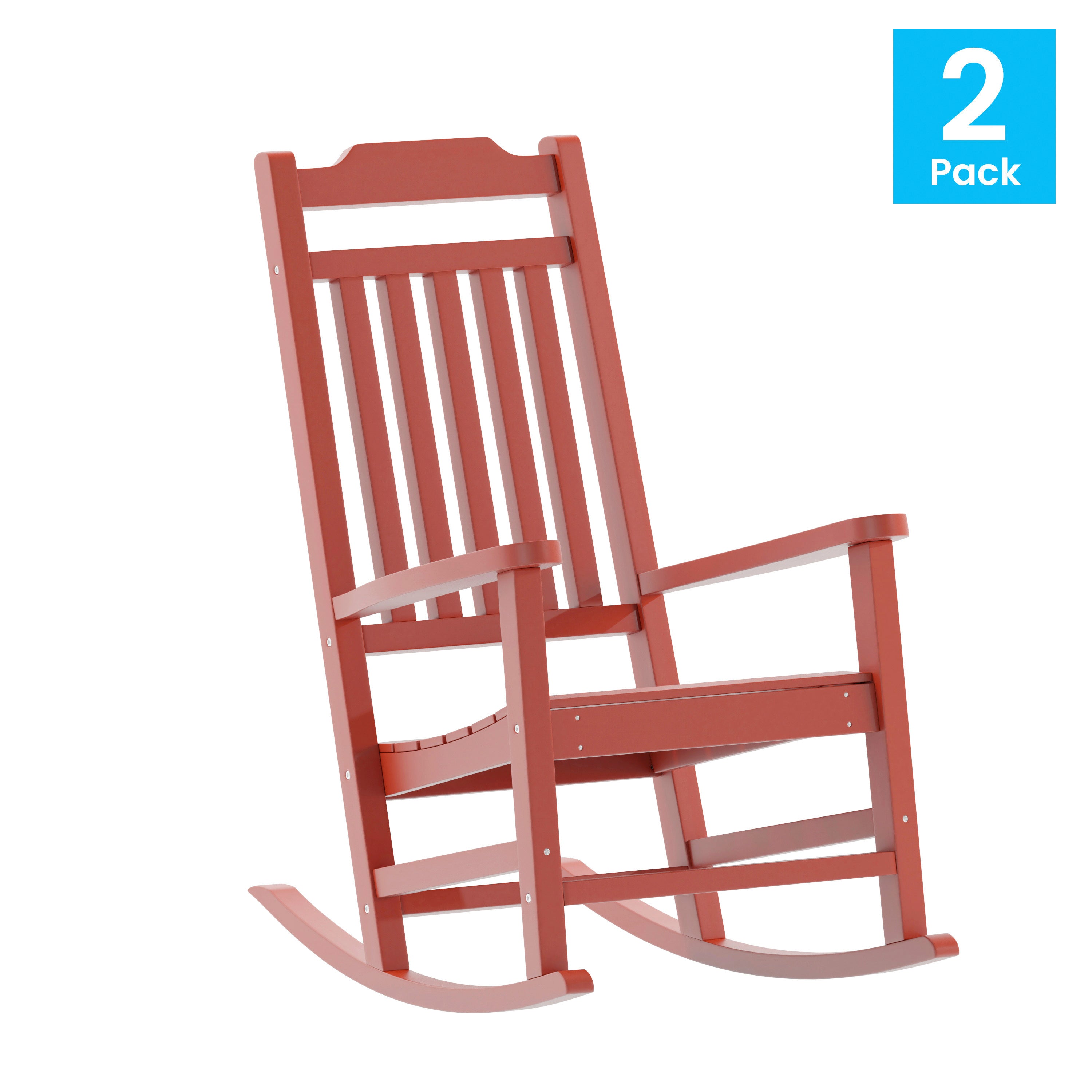 Set of 2 Winston All-Weather Rocking Chair in Red Faux Wood