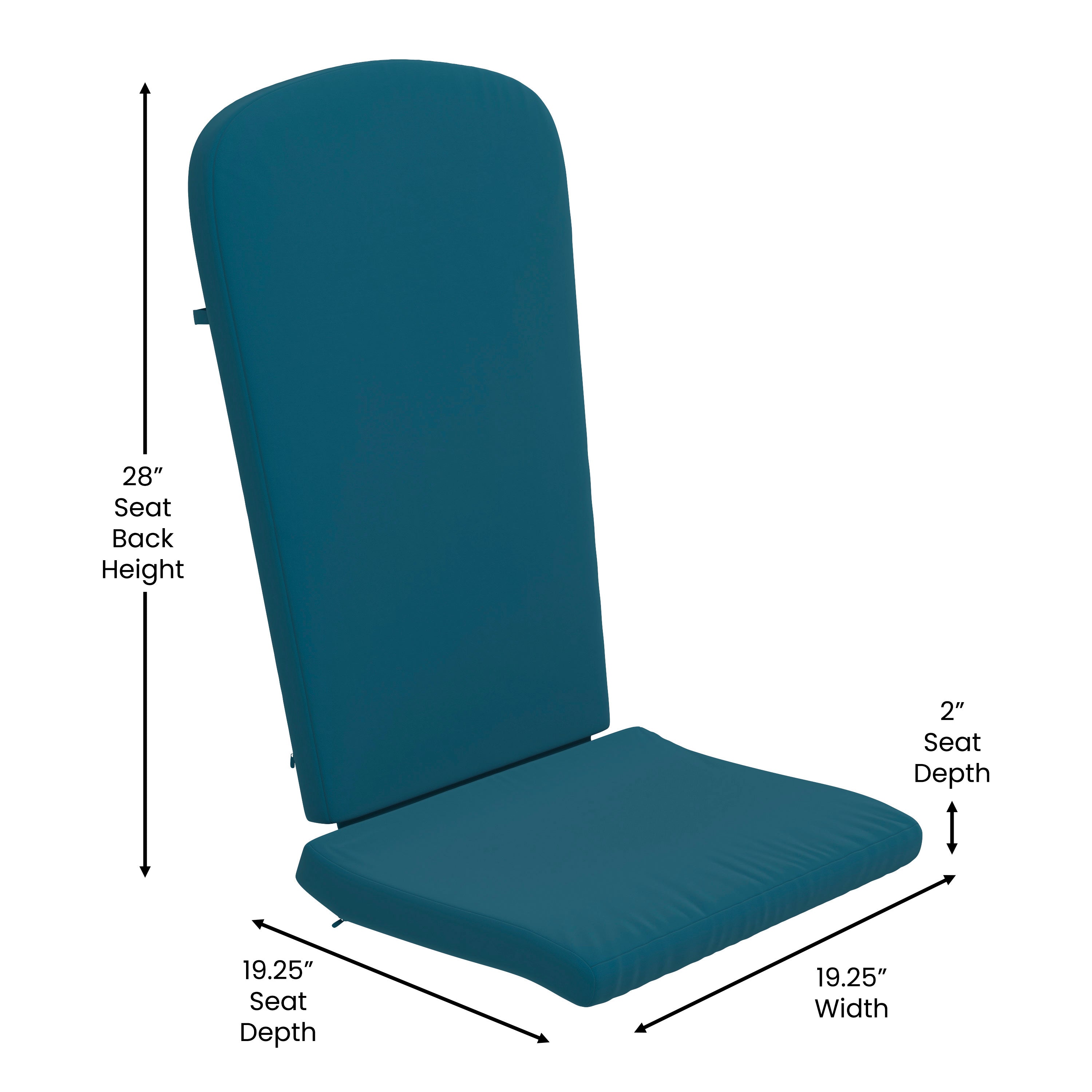 Savannah Set of 2 All-Weather Poly Resin Wood Adirondack Rocking Chairs in White with Teal Cushions for Deck, Porch, and Patio