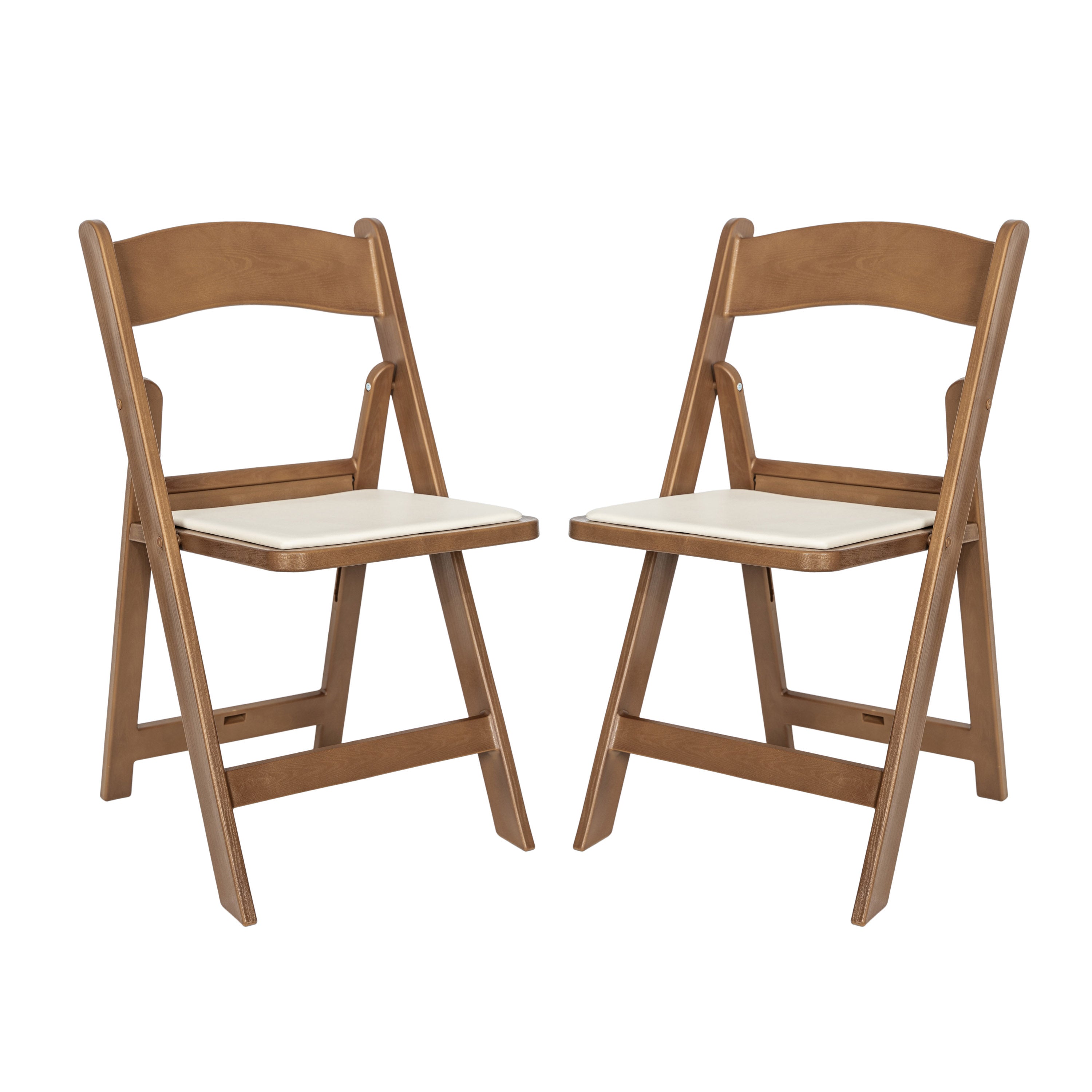 HERCULES 2 Pack Commercial Chestnut Indoor/Outdoor Lightweight Wood Look Resin Folding Event Chair