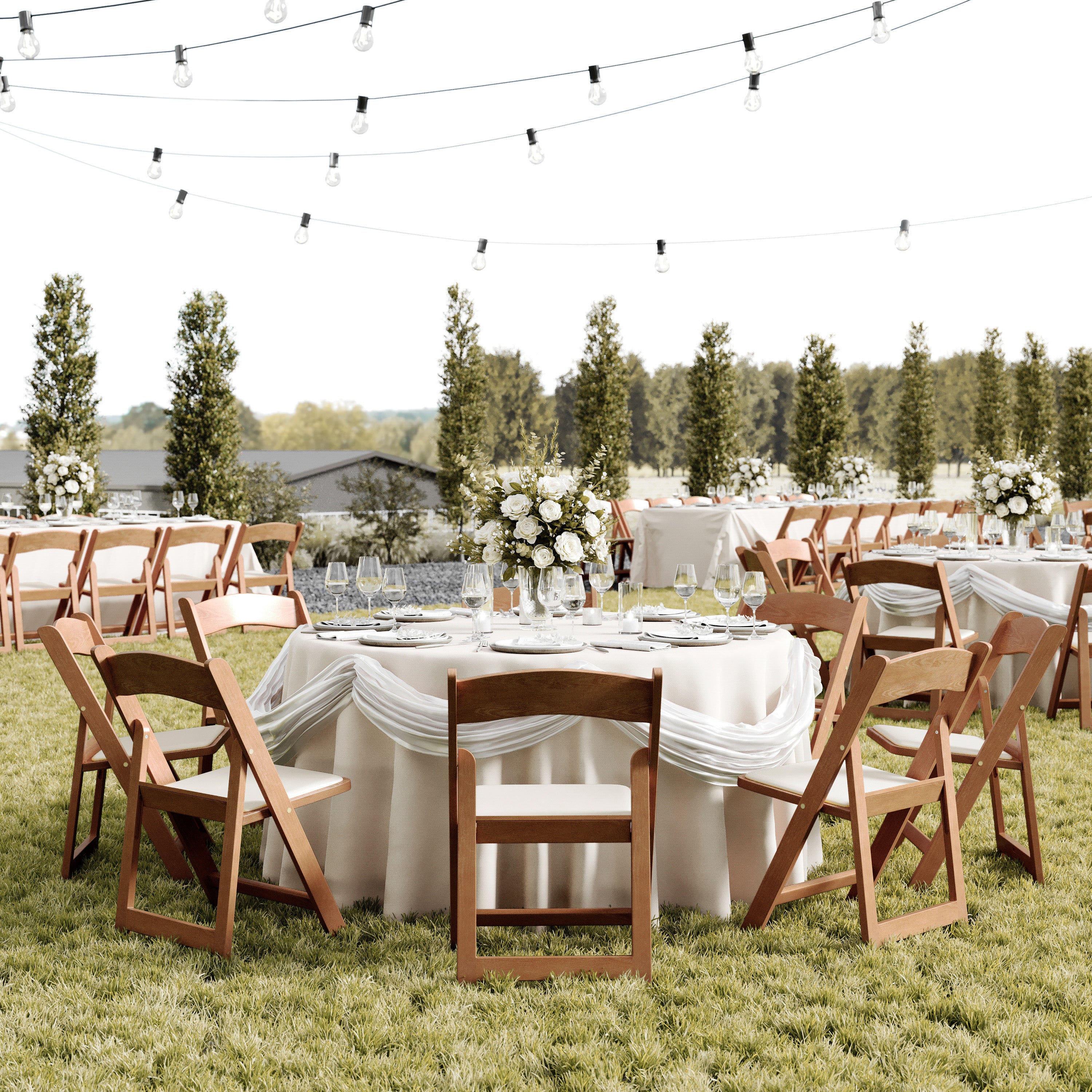 HERCULES 2 Pack Commercial Chestnut Indoor/Outdoor Lightweight Wood Look Resin Folding Event Chair