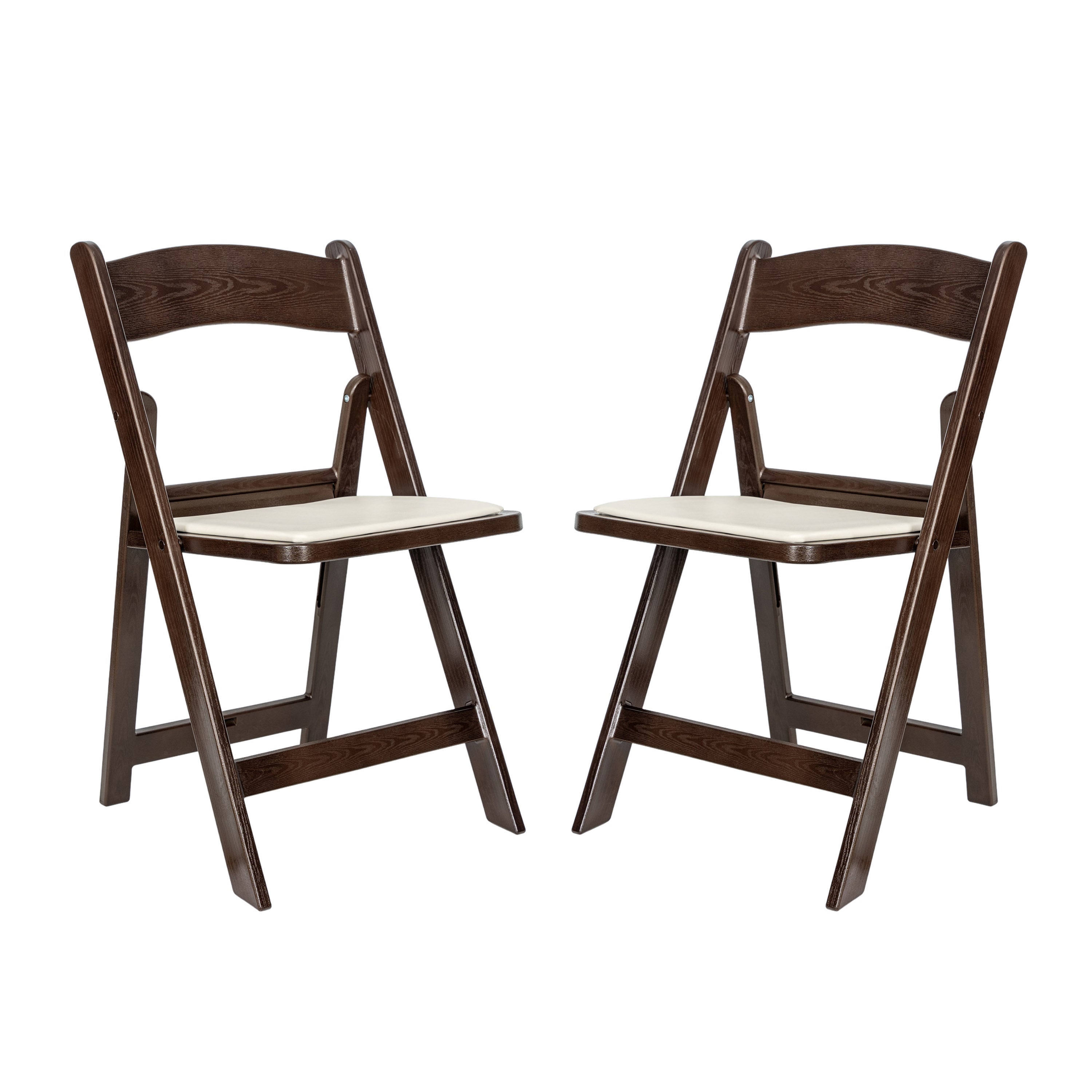 HERCULES 2 Pack Commercial Dark Brown Indoor/Outdoor Lightweight Wood Look Resin Folding Event Chair