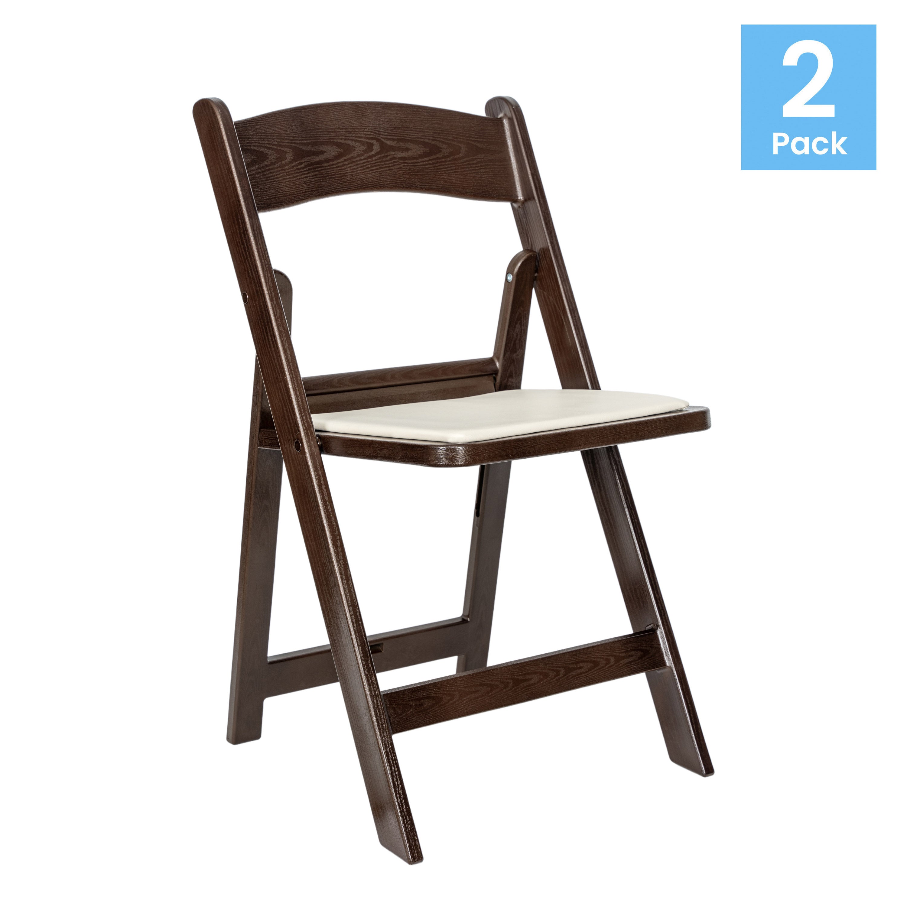 HERCULES 2 Pack Commercial Dark Brown Indoor/Outdoor Lightweight Wood Look Resin Folding Event Chair
